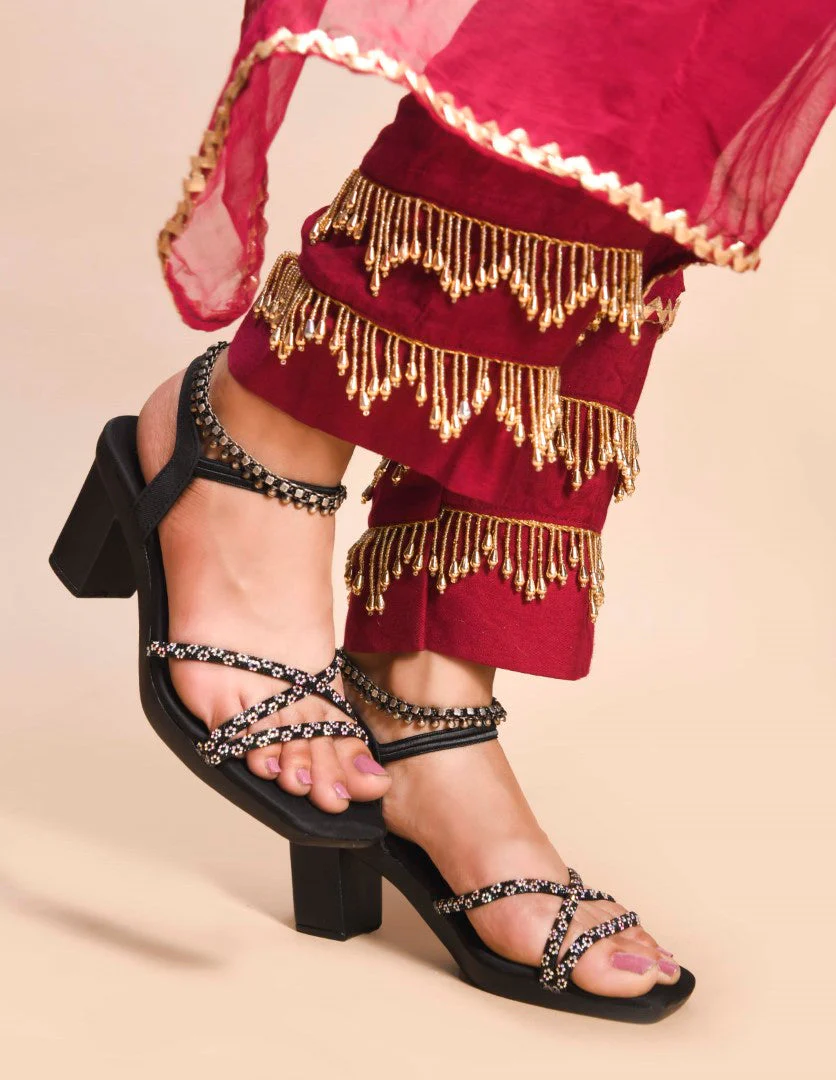 Jm Looks Embellished Block Heels for Women - Image 2