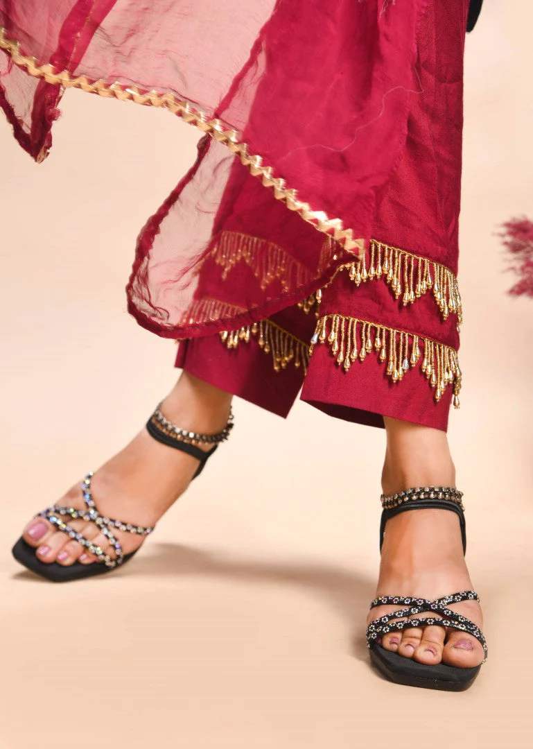 Jm Looks Embellished Block Heels for Women - Image 3