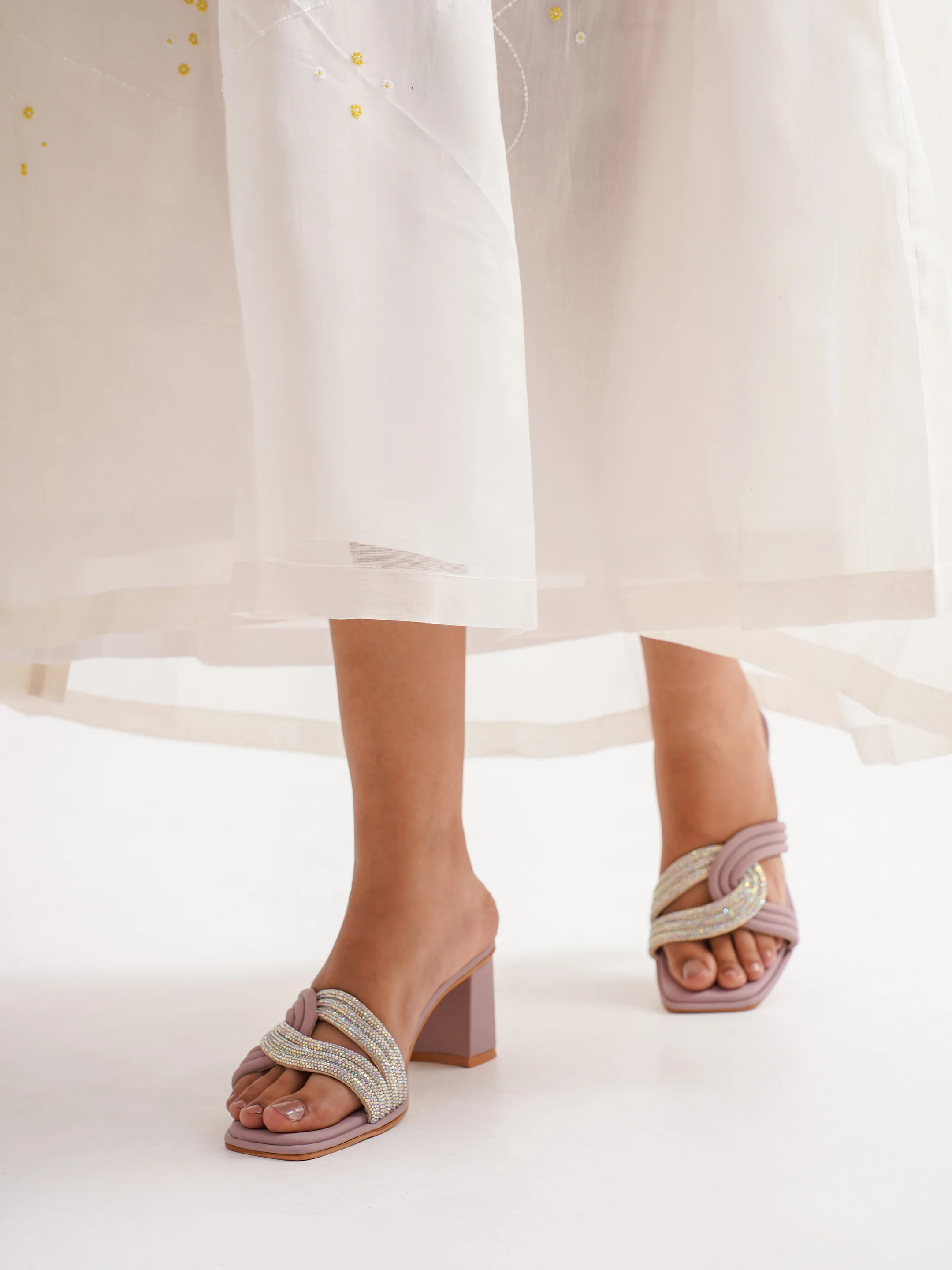Block Heel Slides with Decorative Knot Detail - Image 14