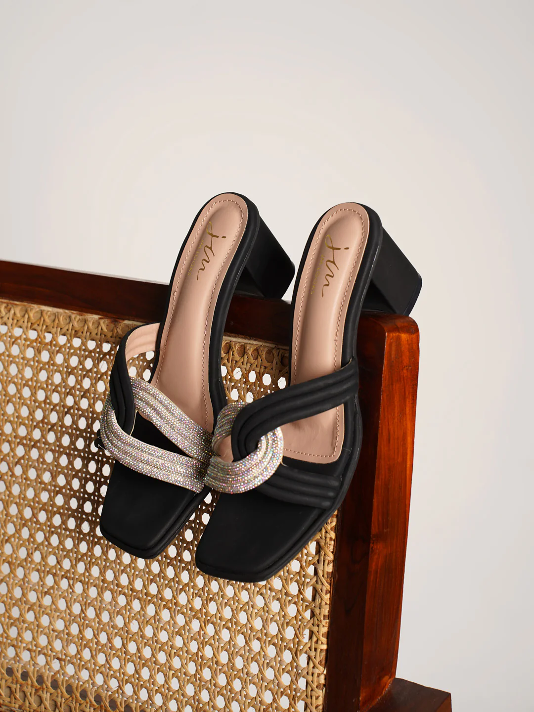 Block Heel Slides with Decorative Knot Detail - Image 2