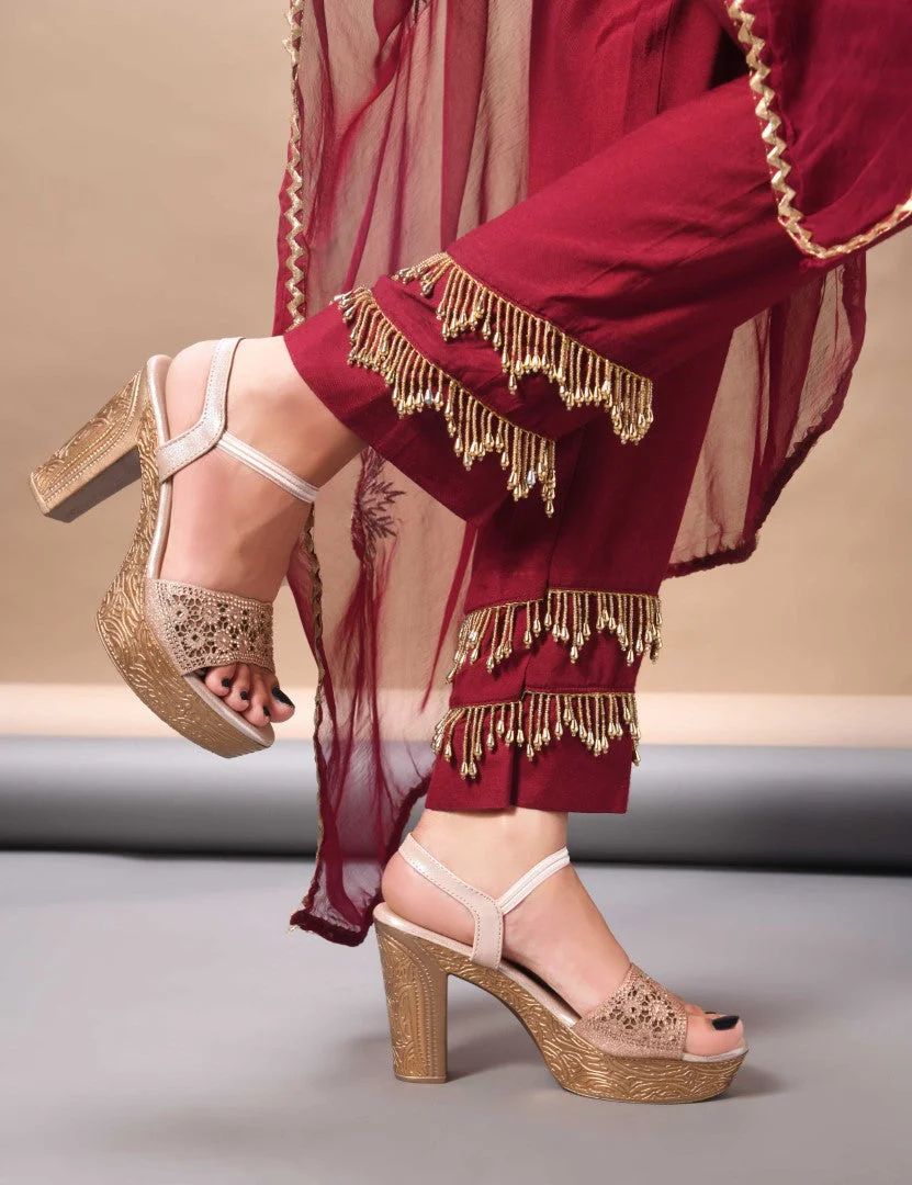 Jm Looks Glamourous Block Heel Sandals for Women - Image 4