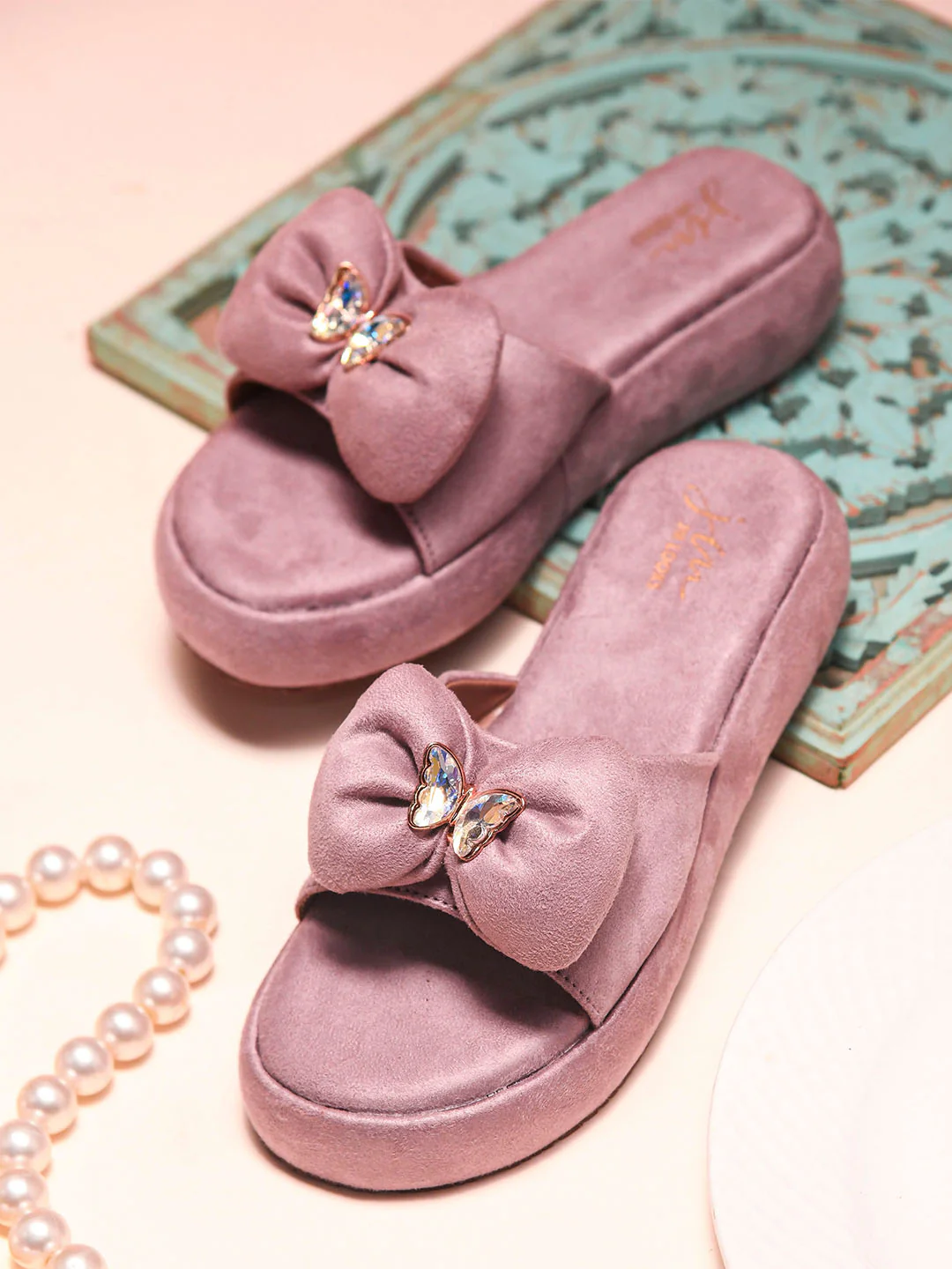 Bow Accent Plush Slides - Image 14