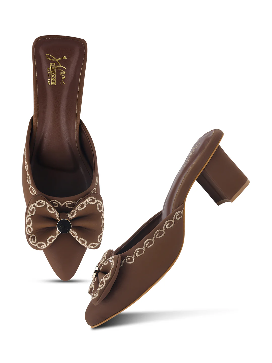 Bow Detail Slip-On Block Heel Mules with Cushioned Insole - Image 11