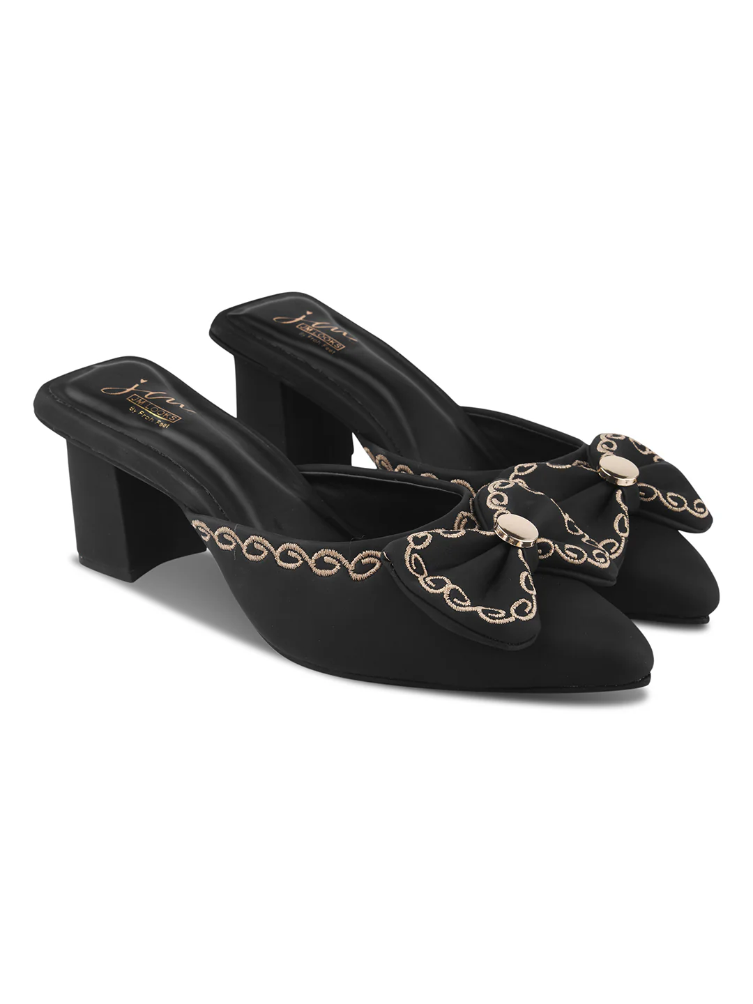 Bow Detail Slip-On Block Heel Mules with Cushioned Insole - Image 17