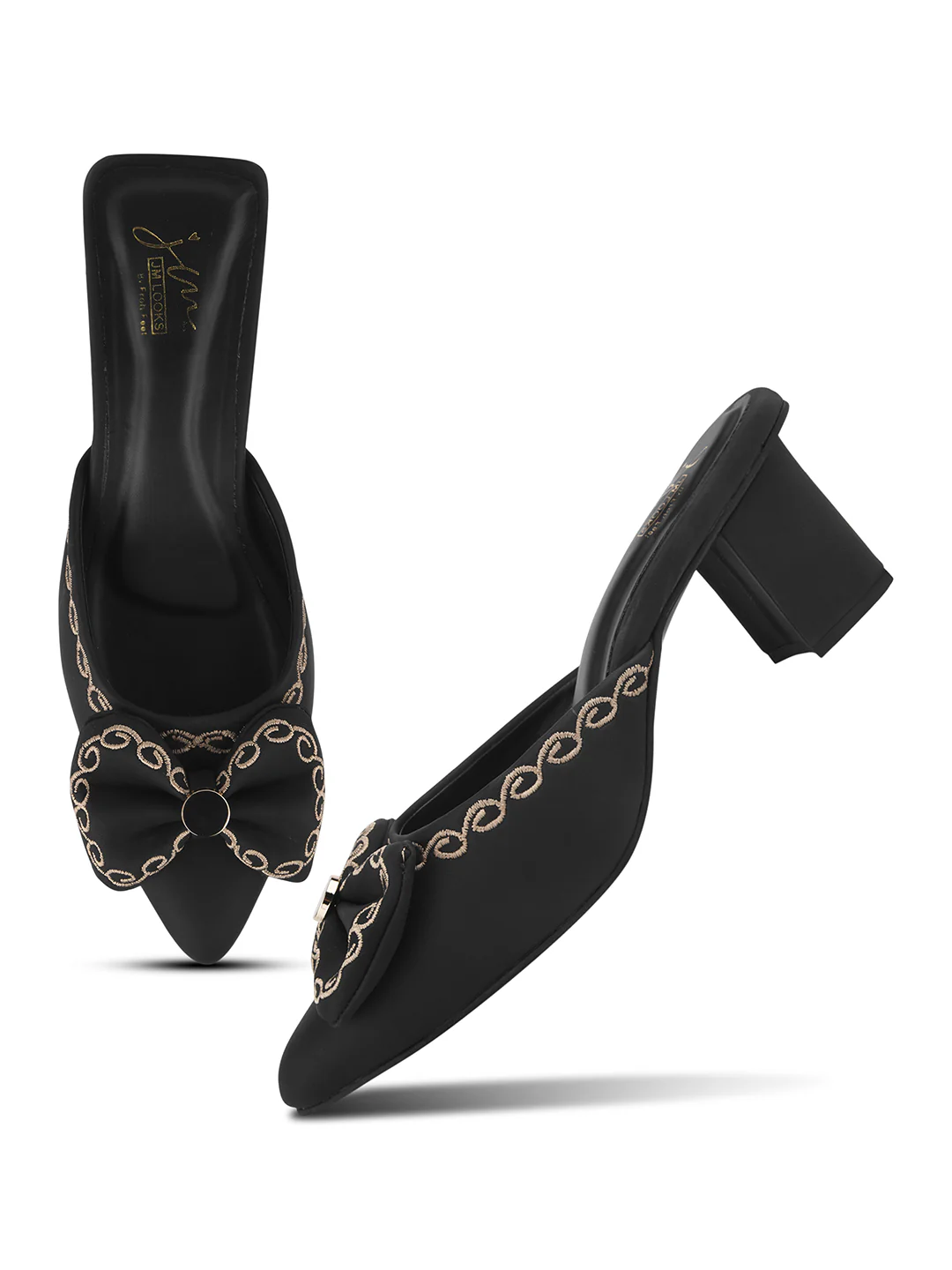 Bow Detail Slip-On Block Heel Mules with Cushioned Insole - Image 18
