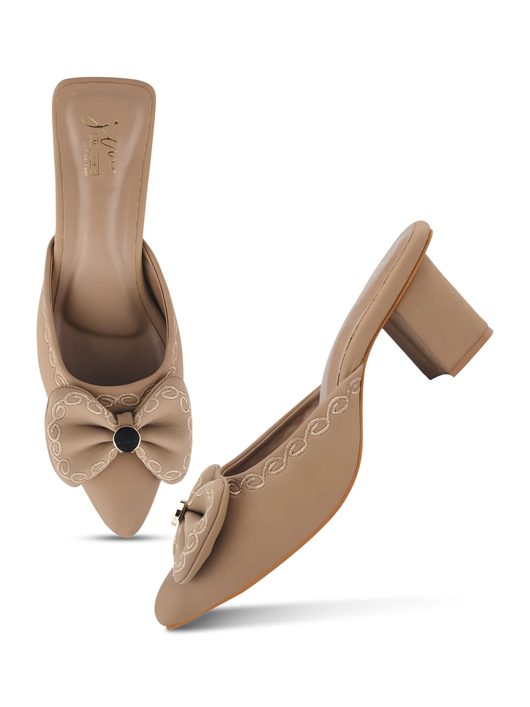 Bow Detail Slip-On Block Heel Mules with Cushioned Insole - Image 5