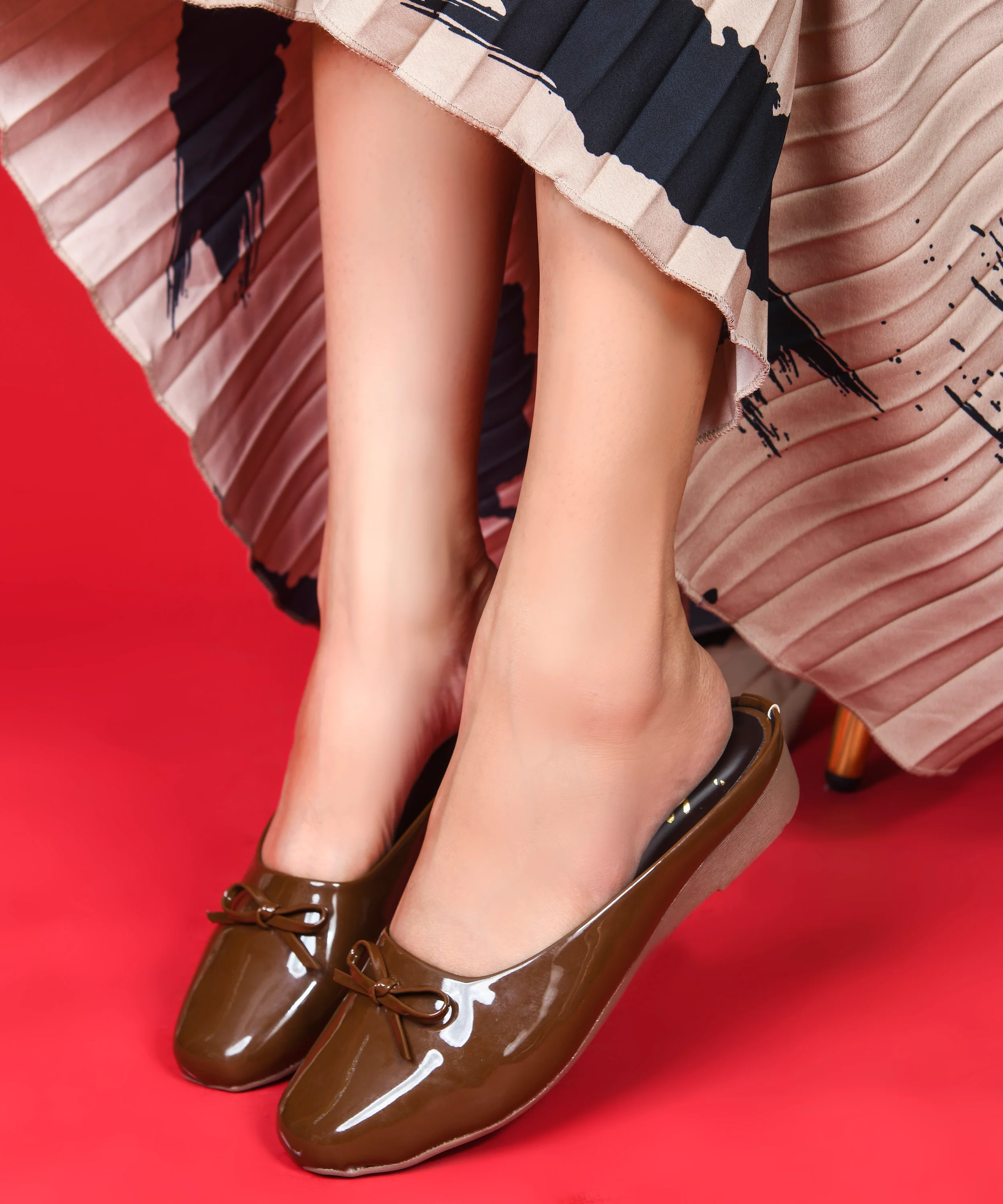Bow Detail Slip-On Wedge Mules - Image 8
