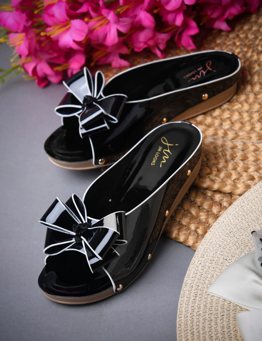 Bow Detail Slip-On Wedge Sandals - Image 4