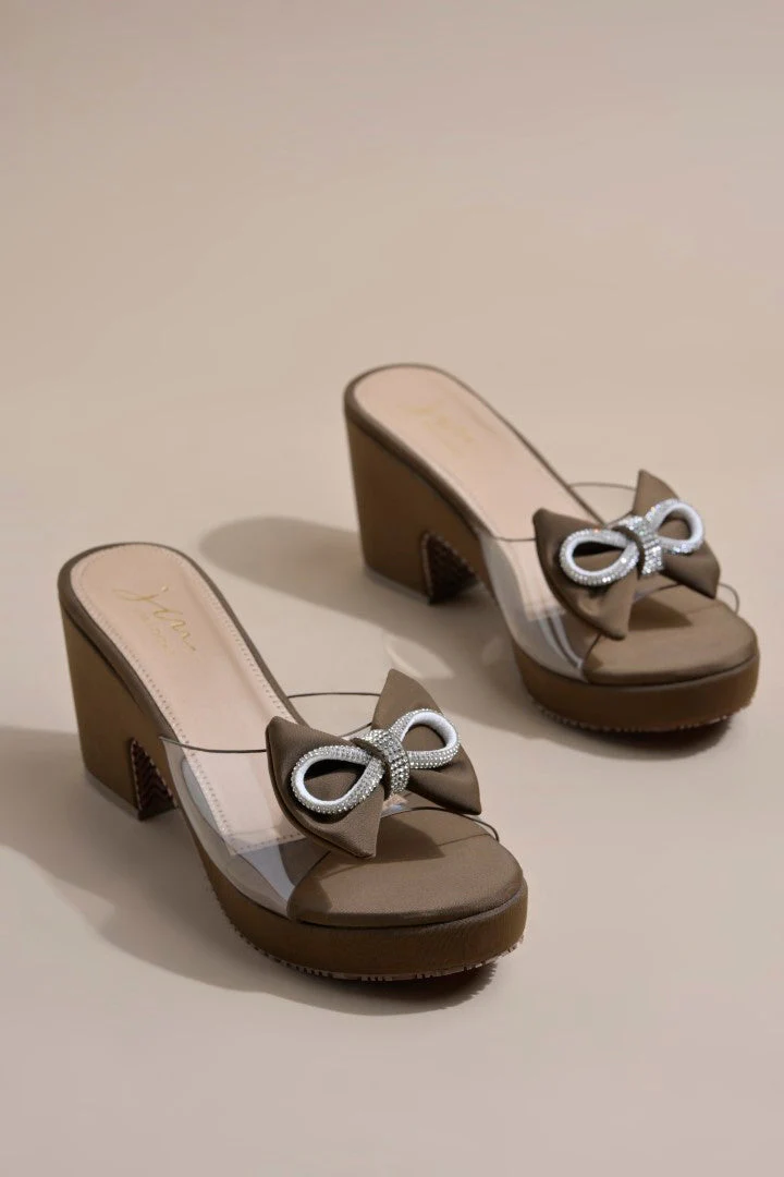 Bow Embellished Transparent Heels