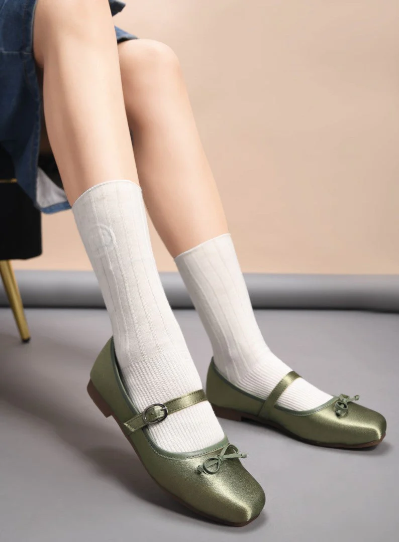 Bow Flat Square Toe Mary Jane Shoes - Image 12
