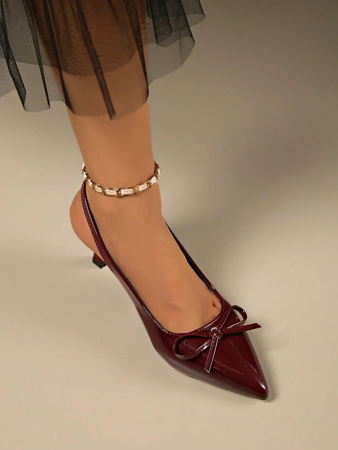 Bow Slingback Stiletto Heels Pointed Toe - Image 4