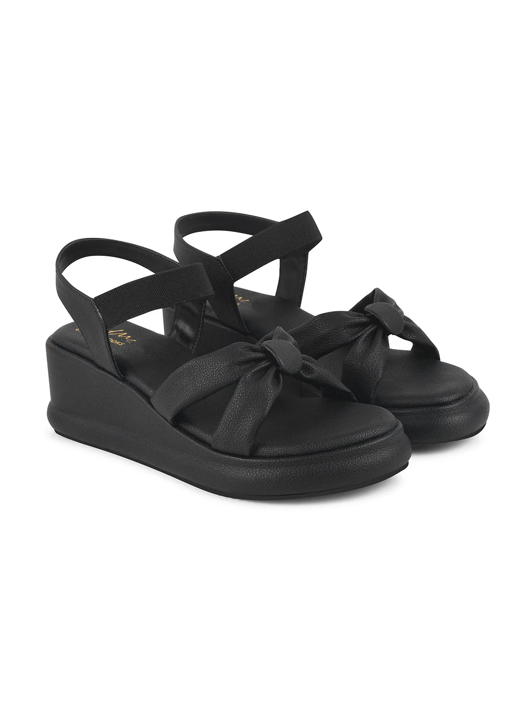 JM Looks Platform Wedge Sandals with Bow - Image 5