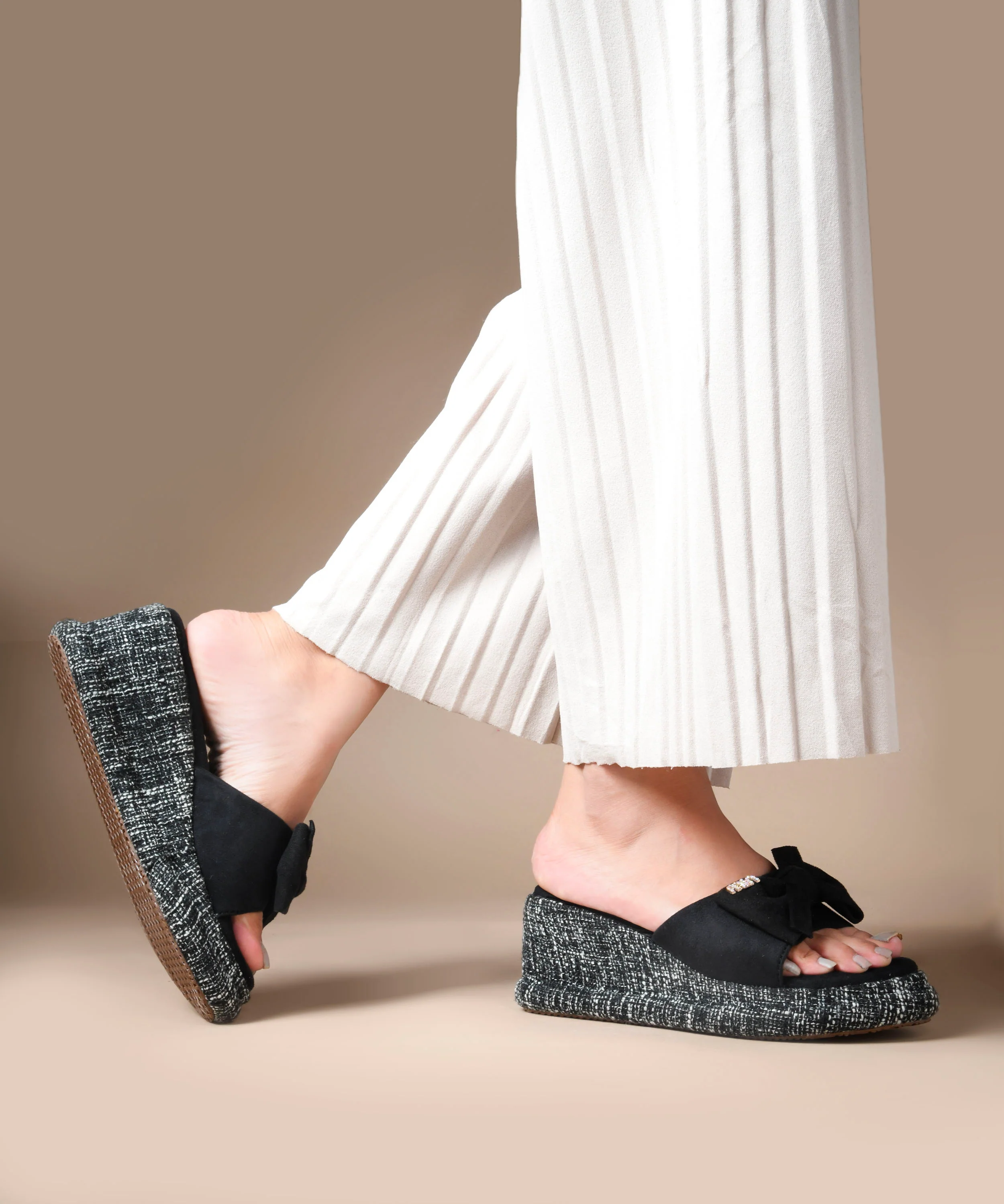 Bowknot Platform Wedge Sandals - Image 6