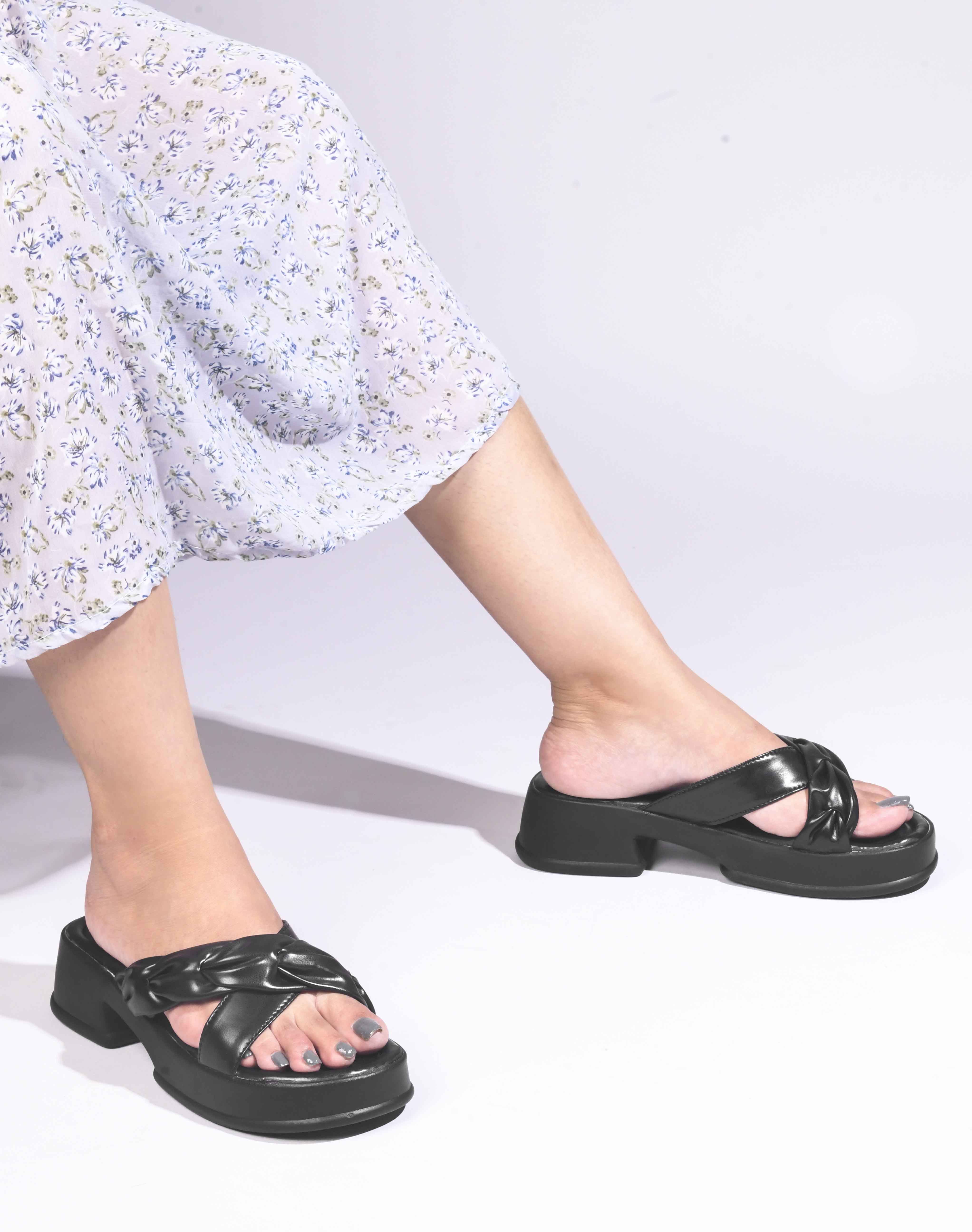 Jm Looks Chic Knotted Strap Platform Sandals for Women & Girls - Image 2
