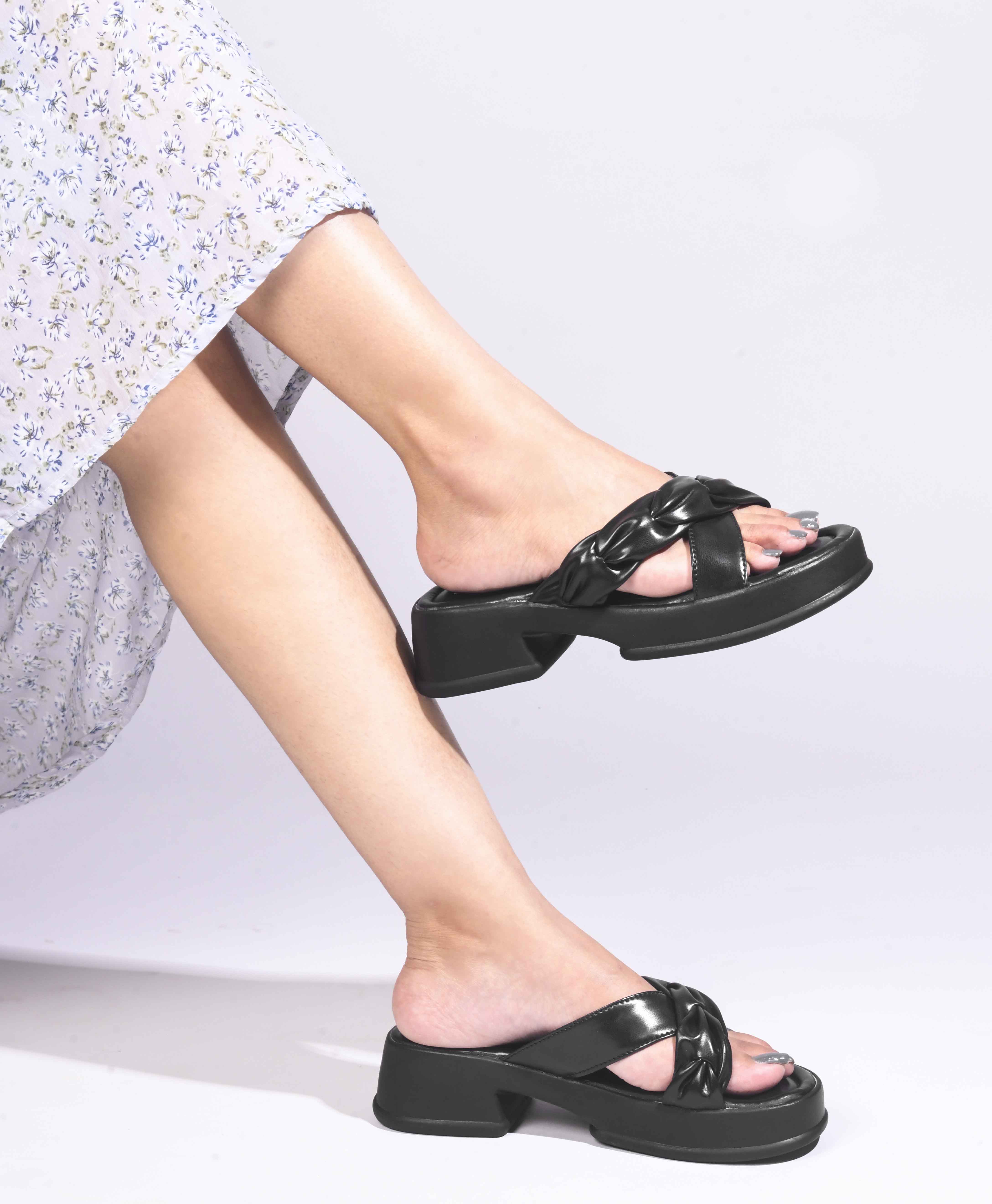 Jm Looks Chic Knotted Strap Platform Sandals for Women & Girls - Image 3