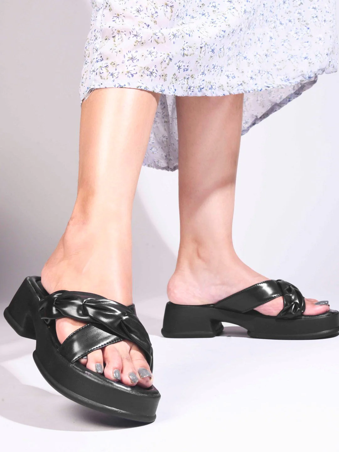 Jm Looks Chic Knotted Strap Platform Sandals for Women & Girls - Image 4
