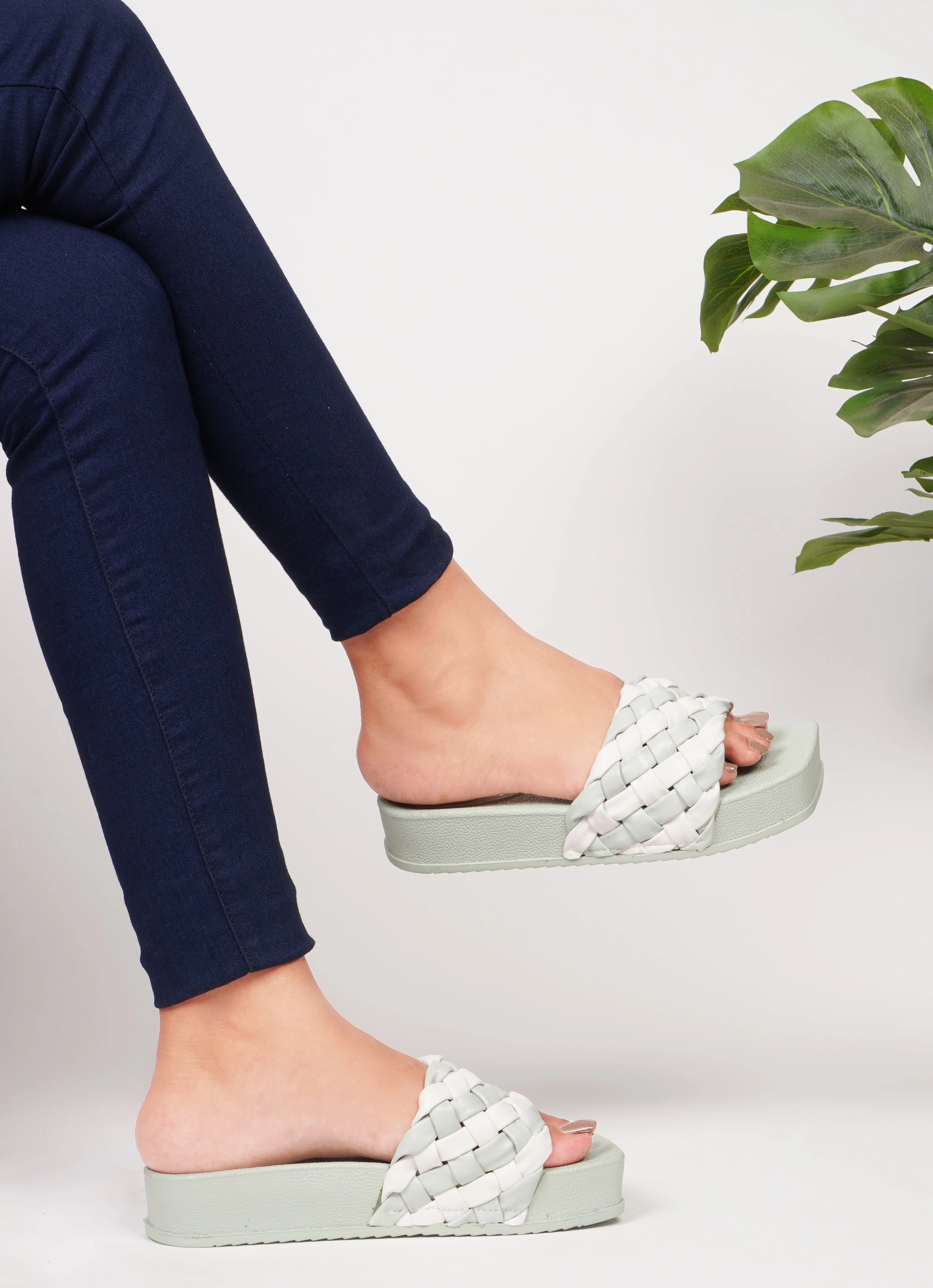 Jm Looks Braided Strap Platform Slides for Women & Girls - Image 15