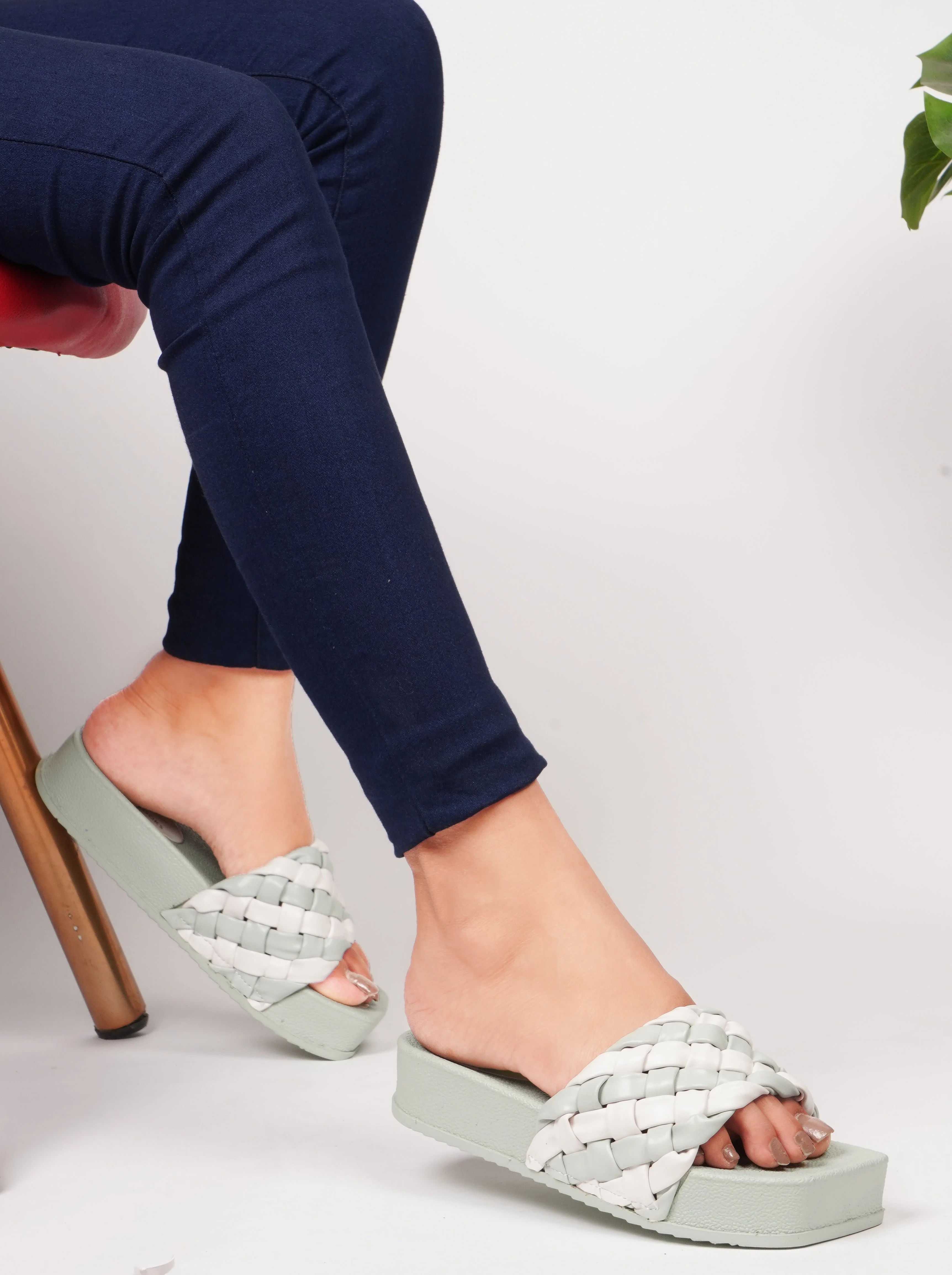 Jm Looks Braided Strap Platform Slides for Women & Girls - Image 16