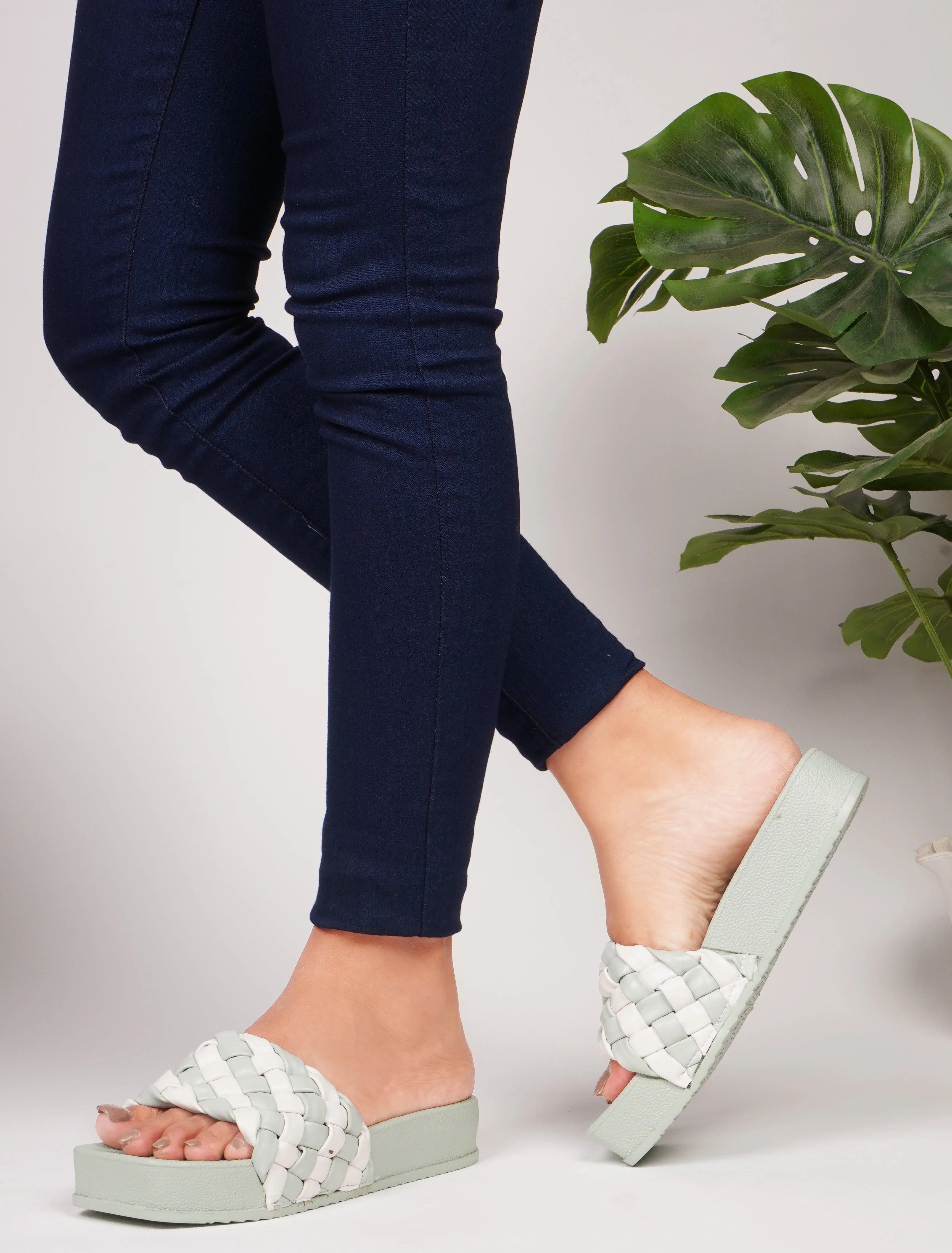 Jm Looks Braided Strap Platform Slides for Women & Girls - Image 17