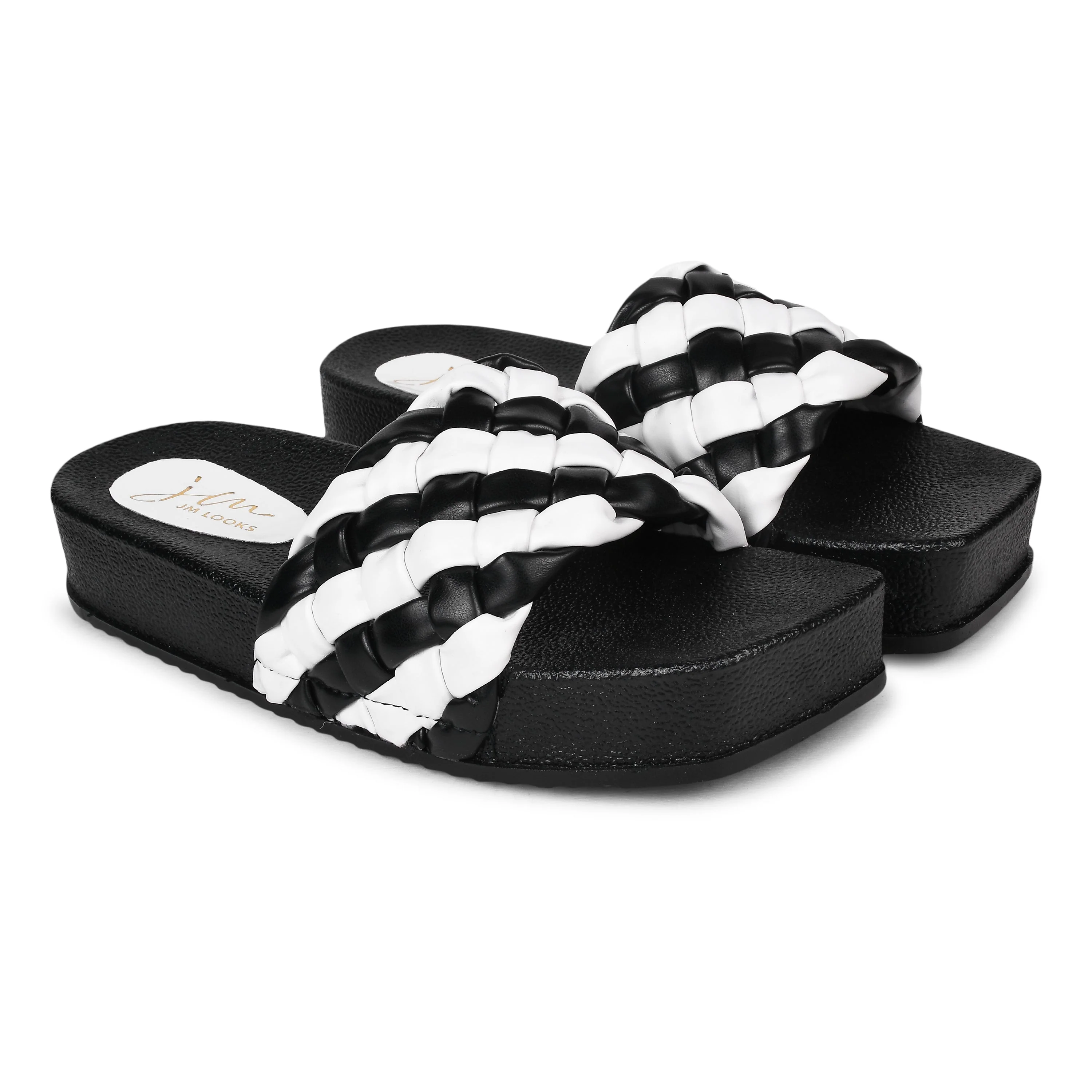 Jm Looks Braided Strap Platform Slides for Women & Girls - Image 6