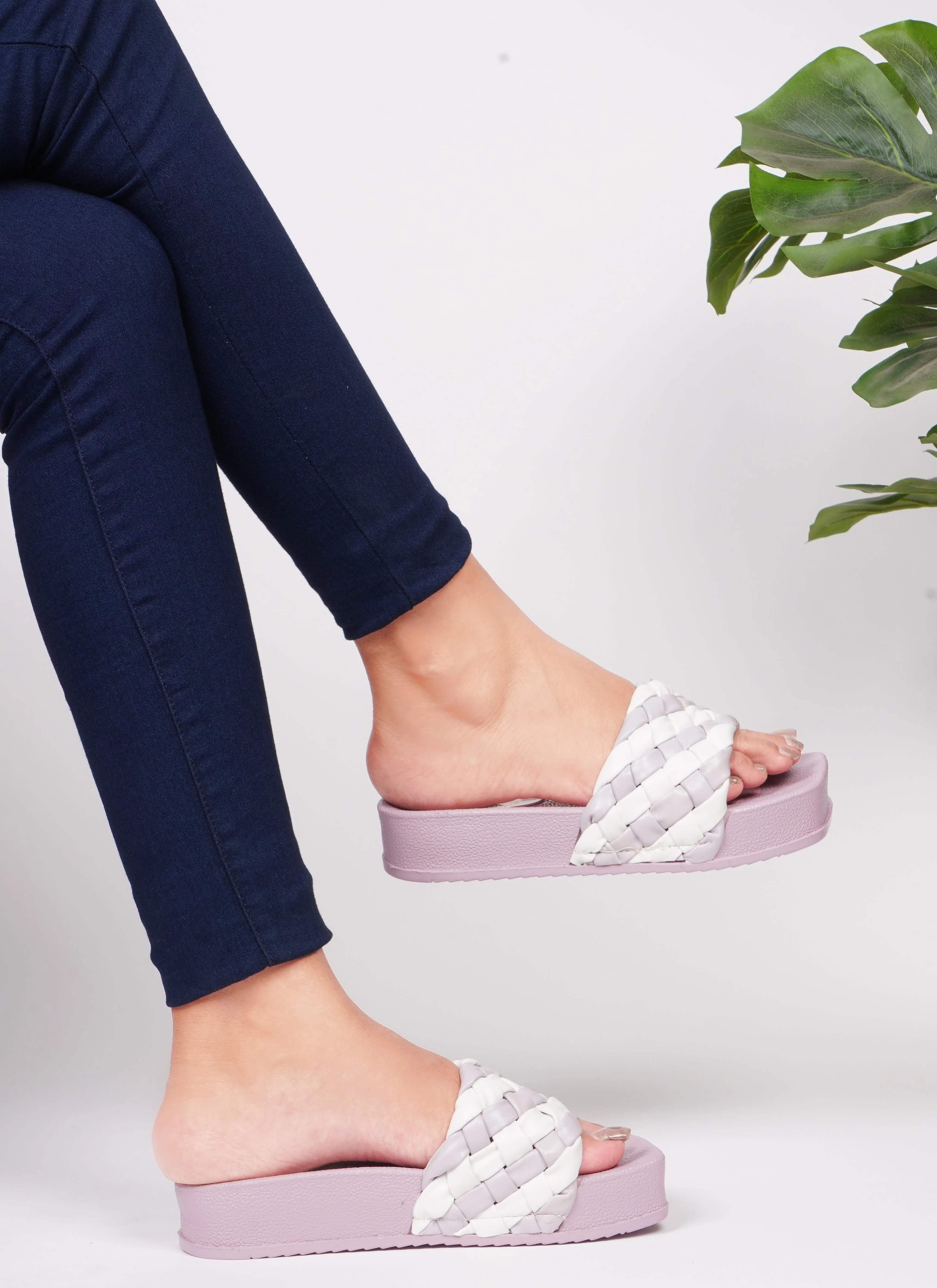 Jm Looks Braided Strap Platform Slides for Women & Girls - Image 9