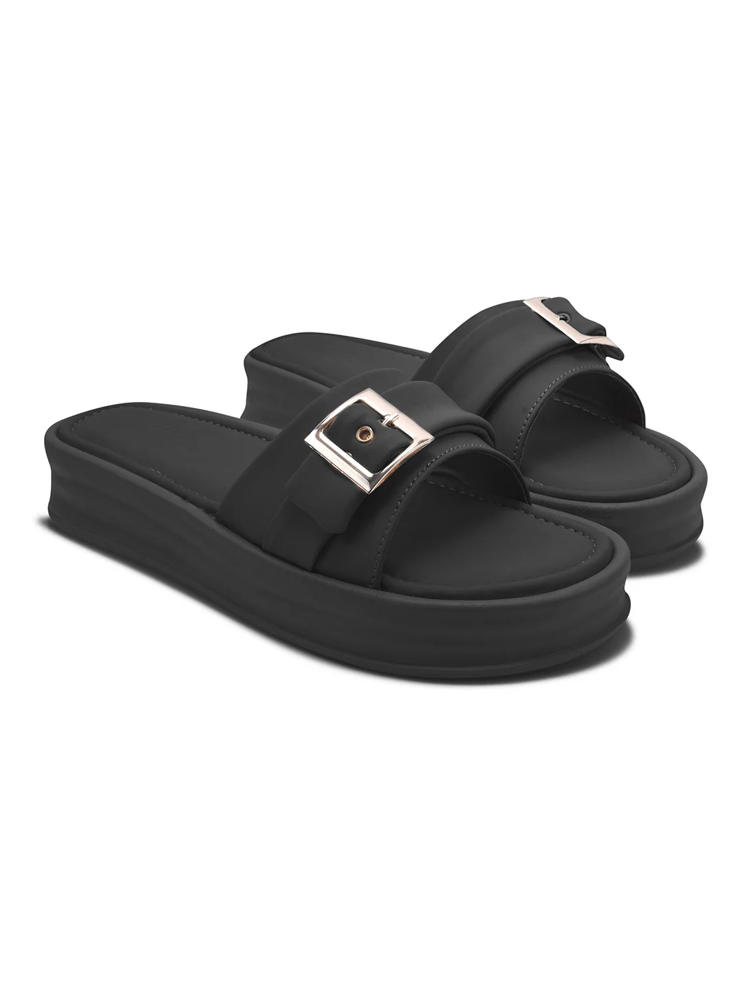 Buckle Detail Slip-On Platform Slides - Image 5