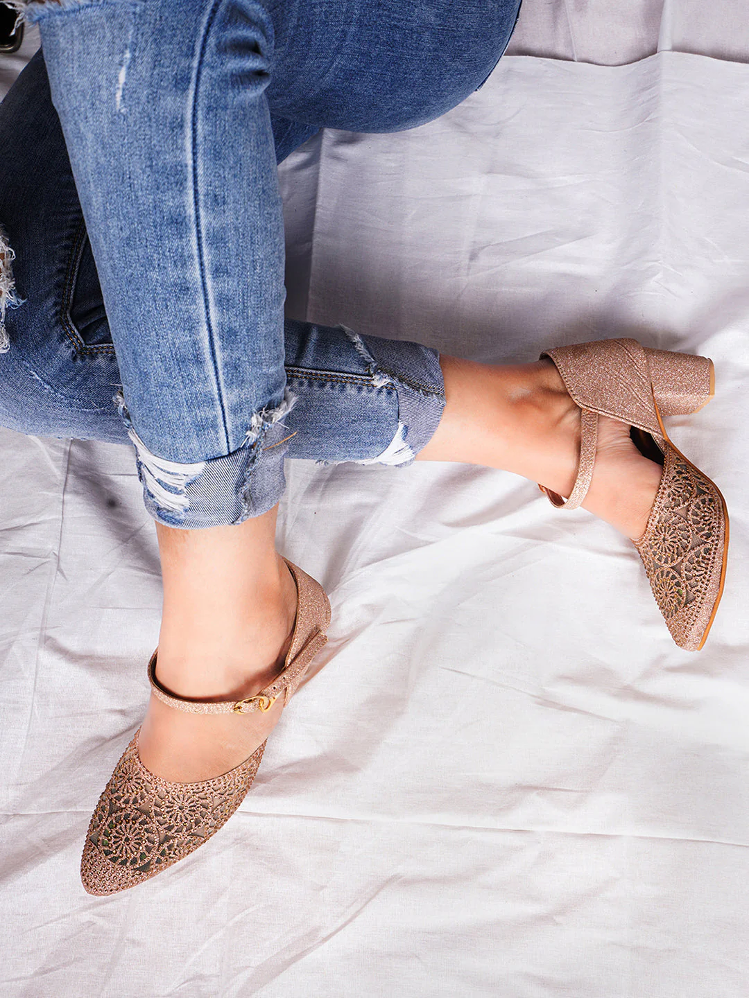 Buckle Strap Mules Block Heel - Image 14