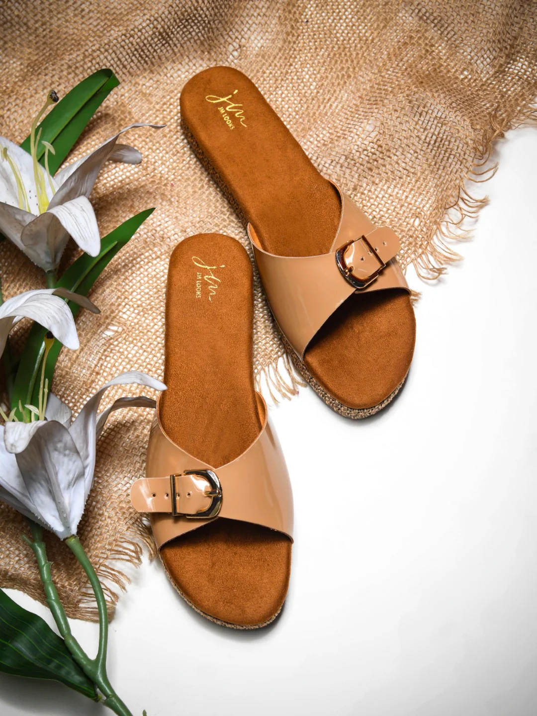 Buckle Strap Slide Sandals with Cushioned Footbed - Image 2