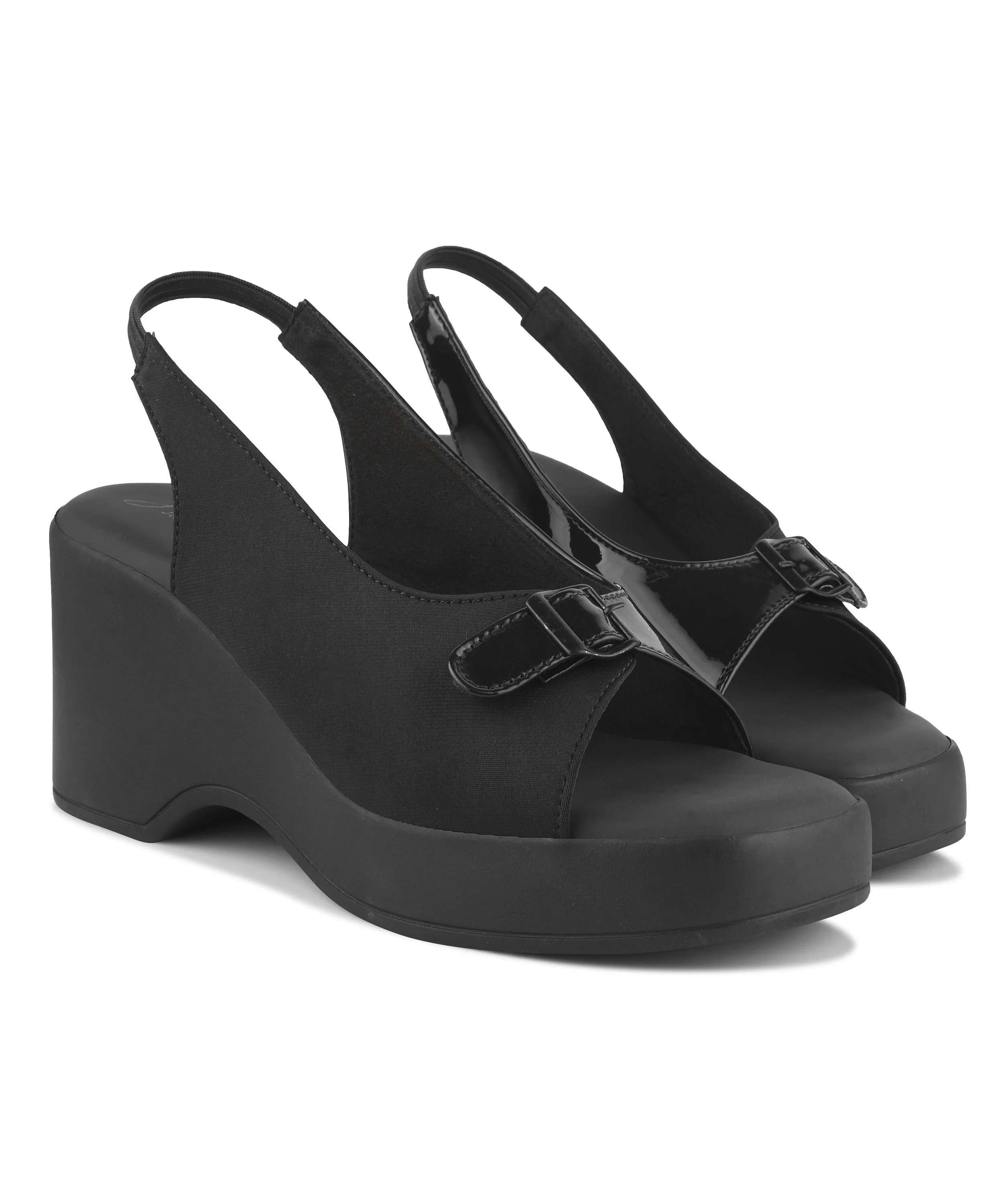 Buckle Strap Slingback Wedge Sandals - Image 11