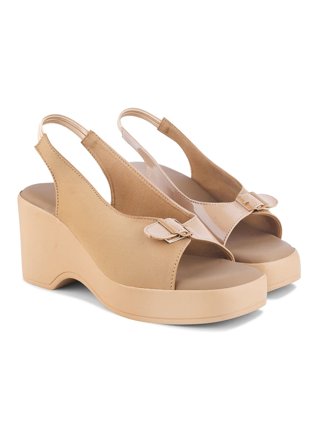 Buckle Strap Slingback Wedge Sandals - Image 5