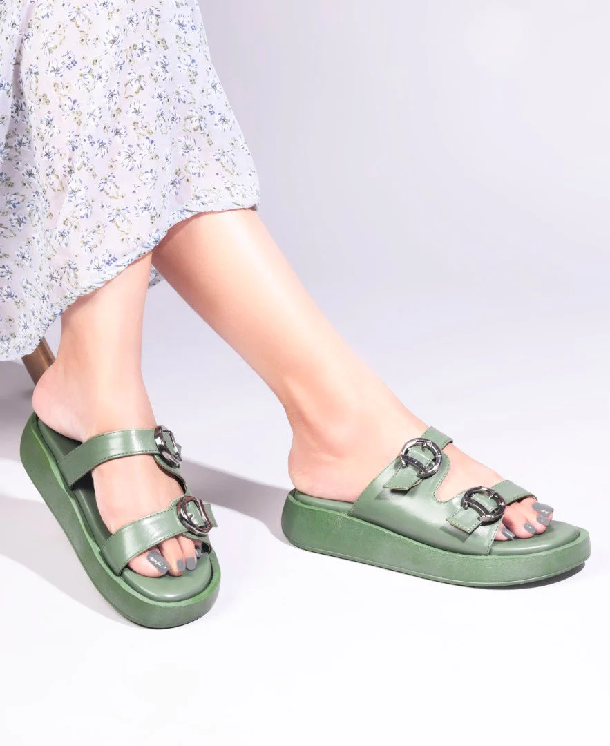 JM Looks Adjustable Buckle Platform Slides - Image 13