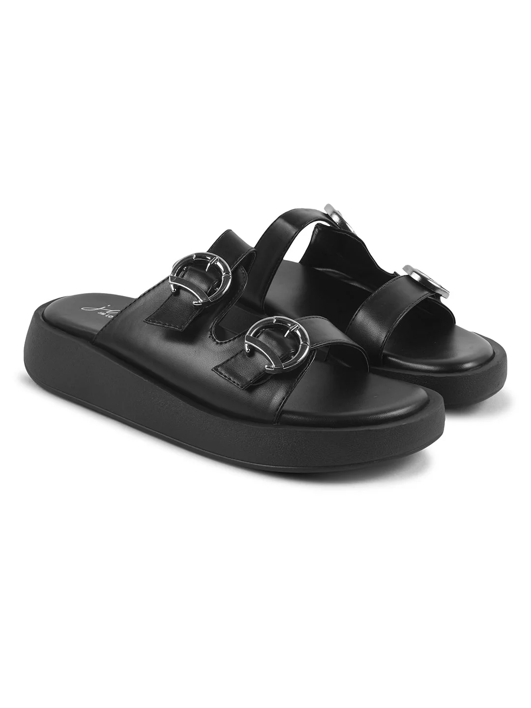 JM Looks Adjustable Buckle Platform Slides - Image 6