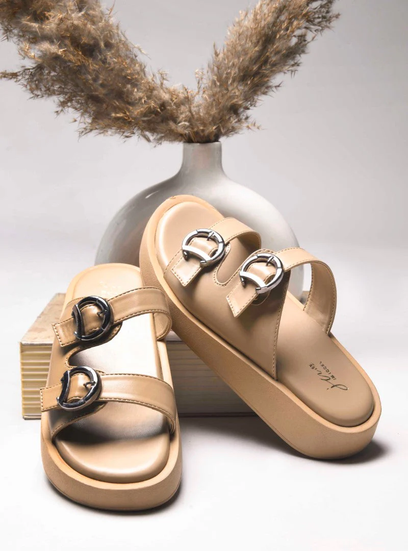 JM Looks Adjustable Buckle Platform Slides - Image 2