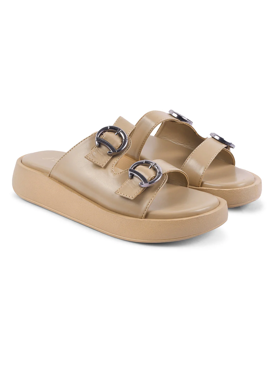 JM Looks Adjustable Buckle Platform Slides - Image 11