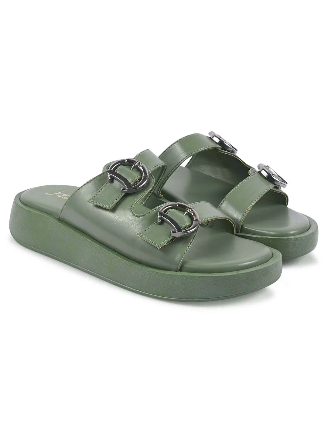 JM Looks Adjustable Buckle Platform Slides - Image 17