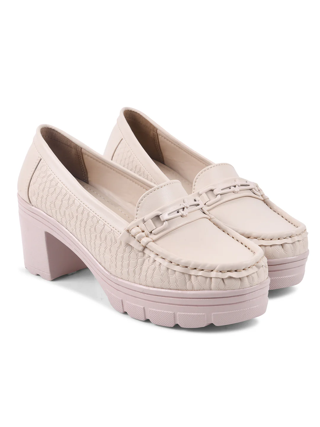 Burgundy Chunky-Heel Loafer with Textured Sides - Image 11