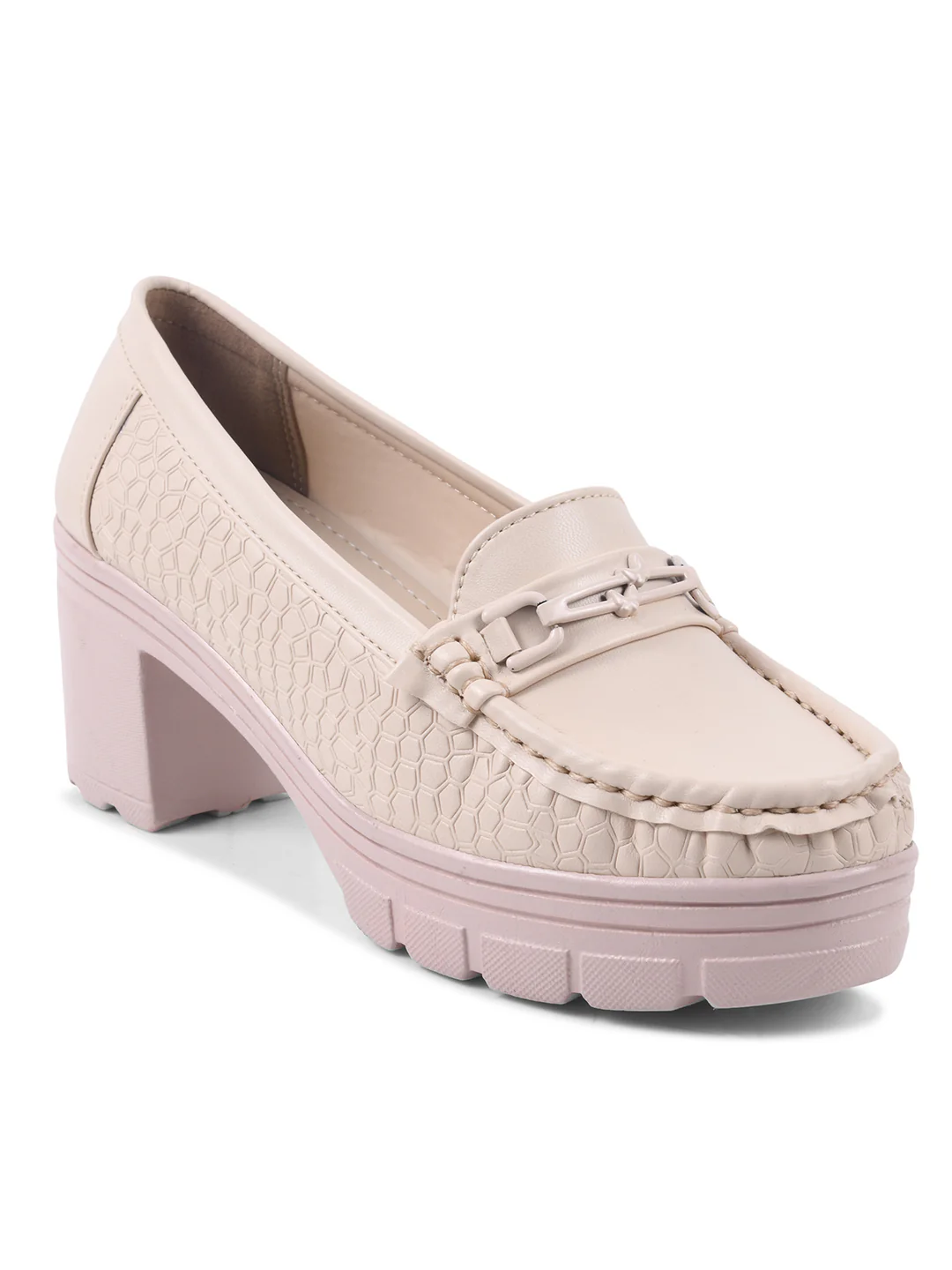 Burgundy Chunky-Heel Loafer with Textured Sides - Image 12