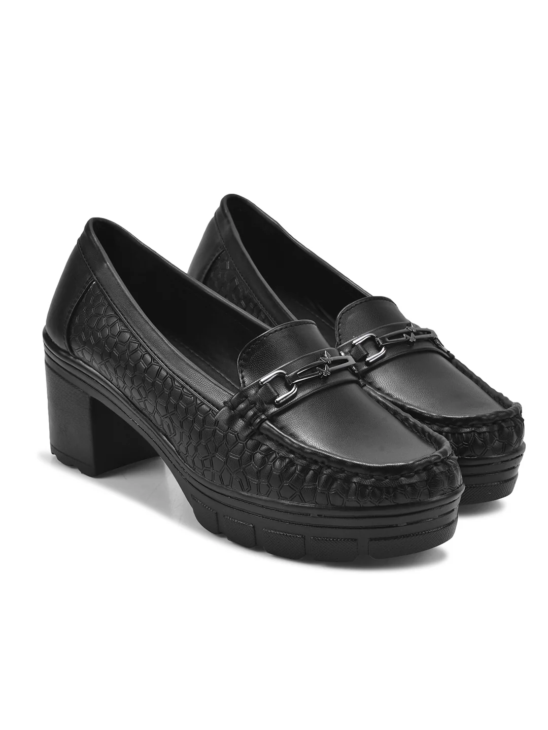 Burgundy Chunky-Heel Loafer with Textured Sides - Image 5