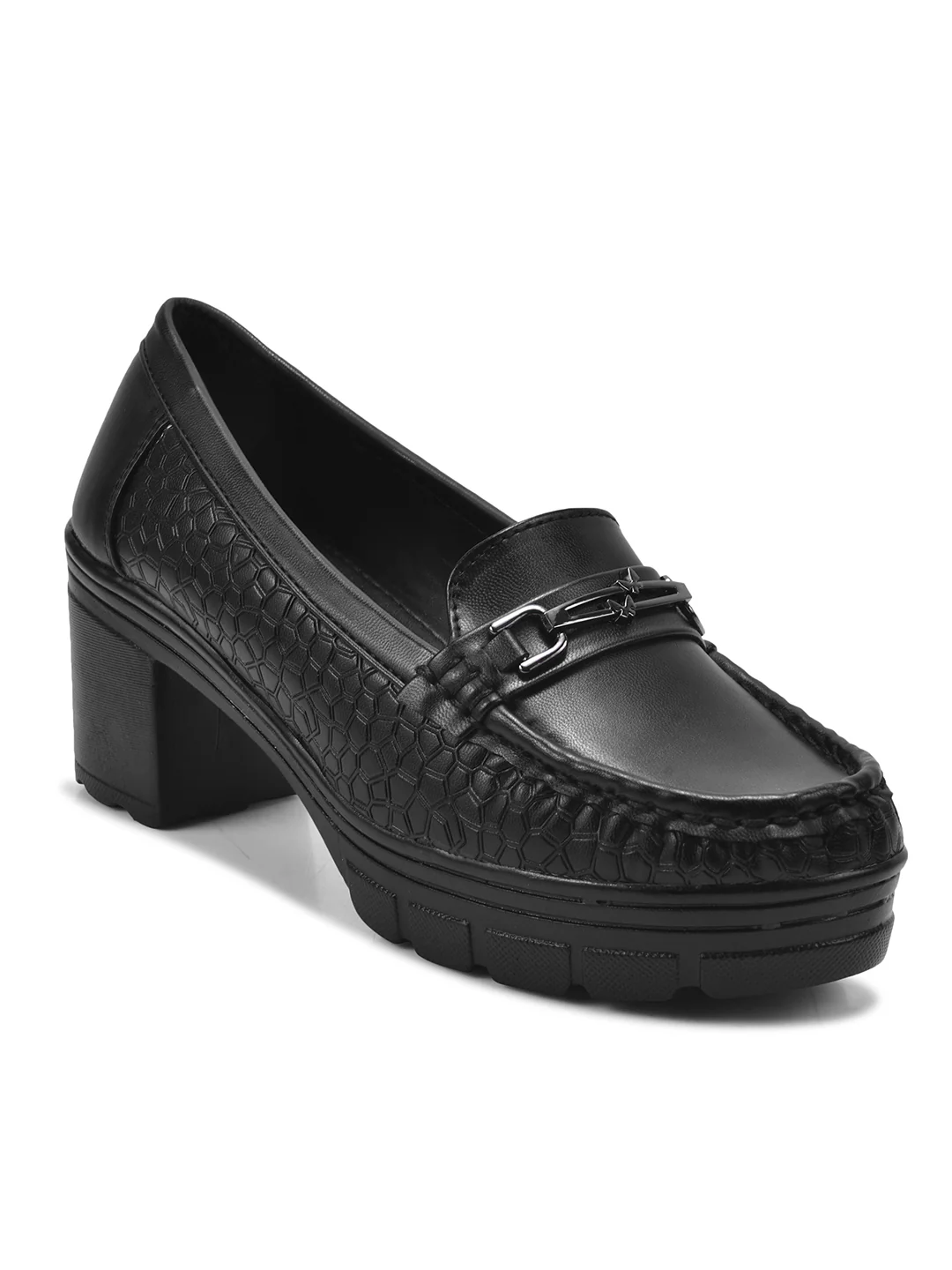 Burgundy Chunky-Heel Loafer with Textured Sides - Image 6