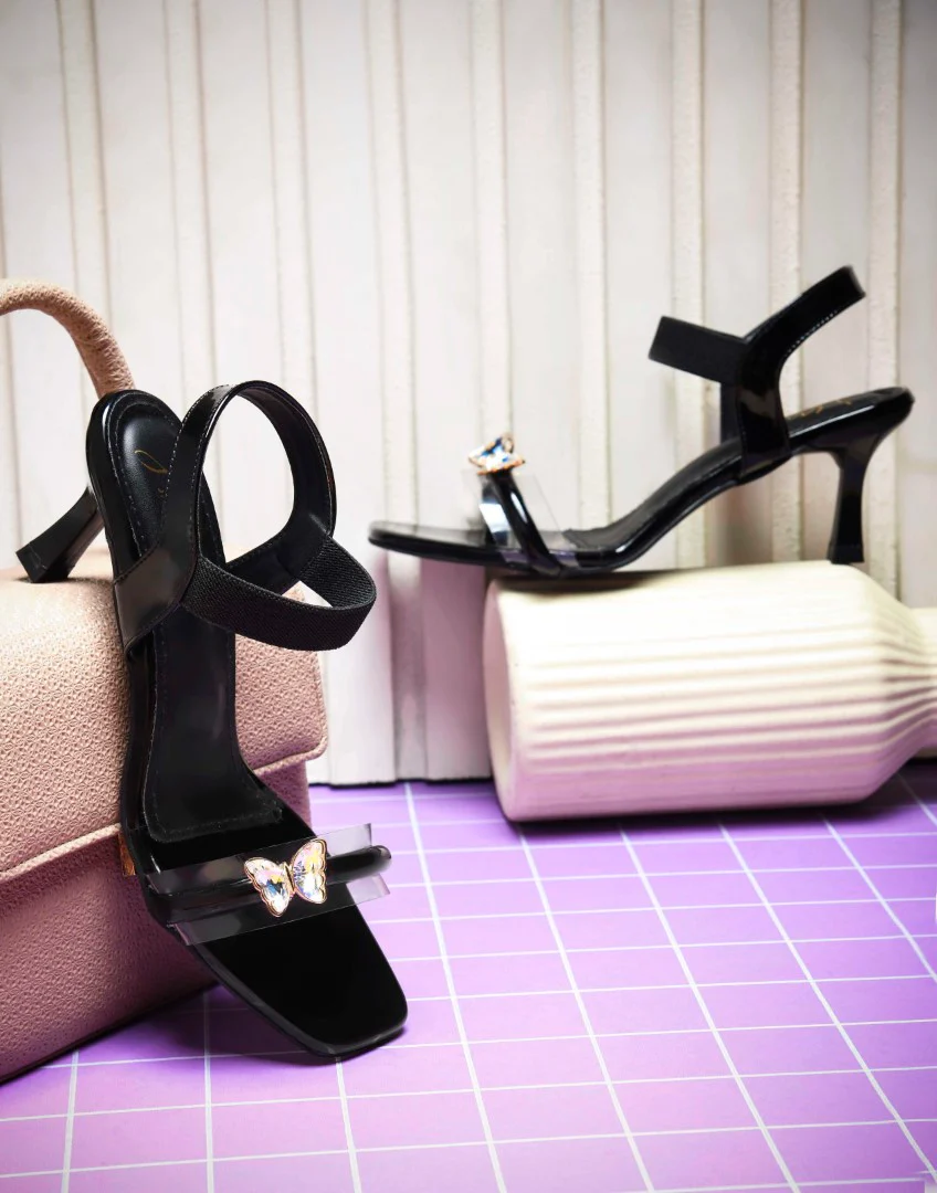 Jm Looks Butterfly Embellished Heel Sandals