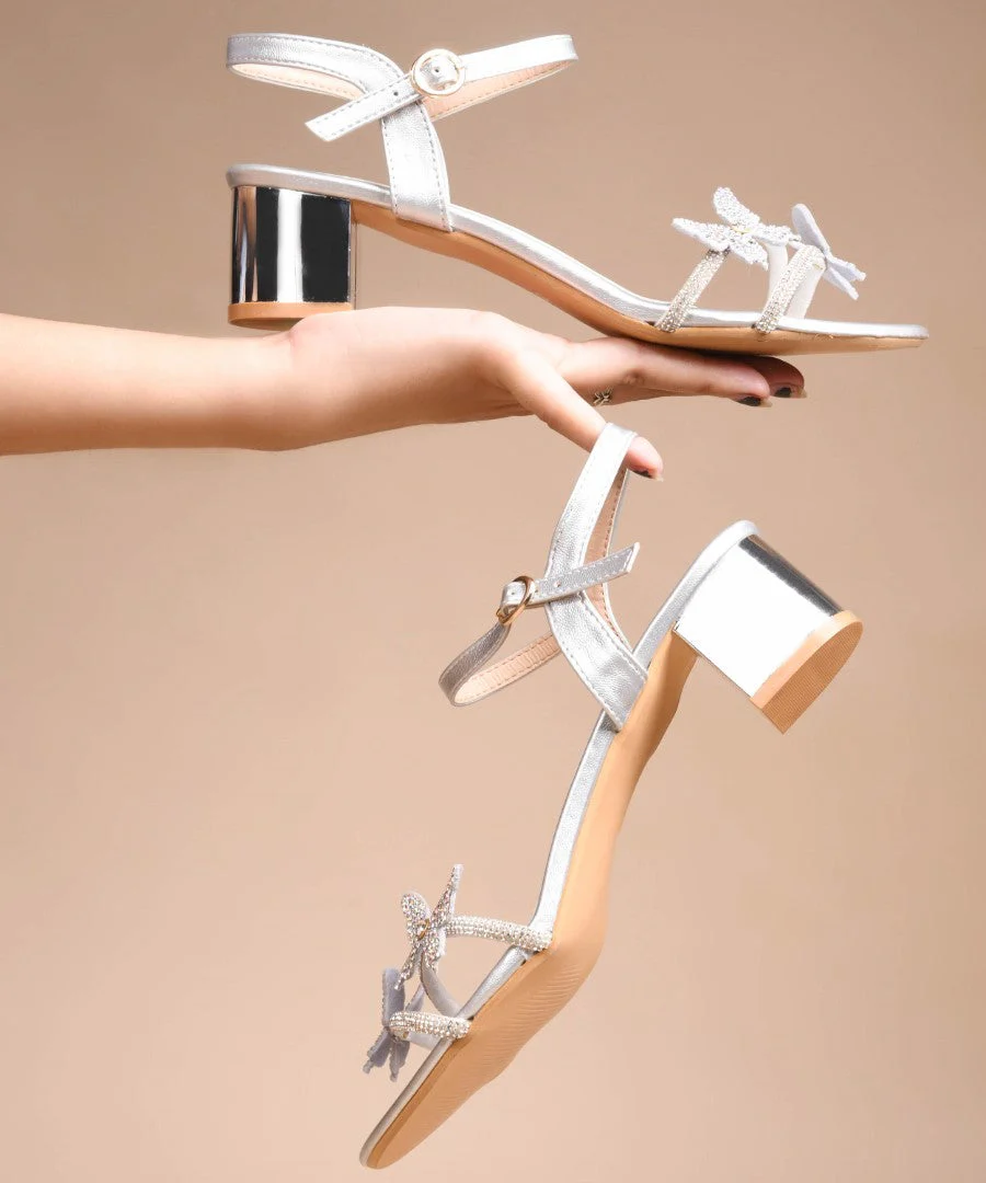 Butterfly Embellished Block Heel Sandals - Image 14
