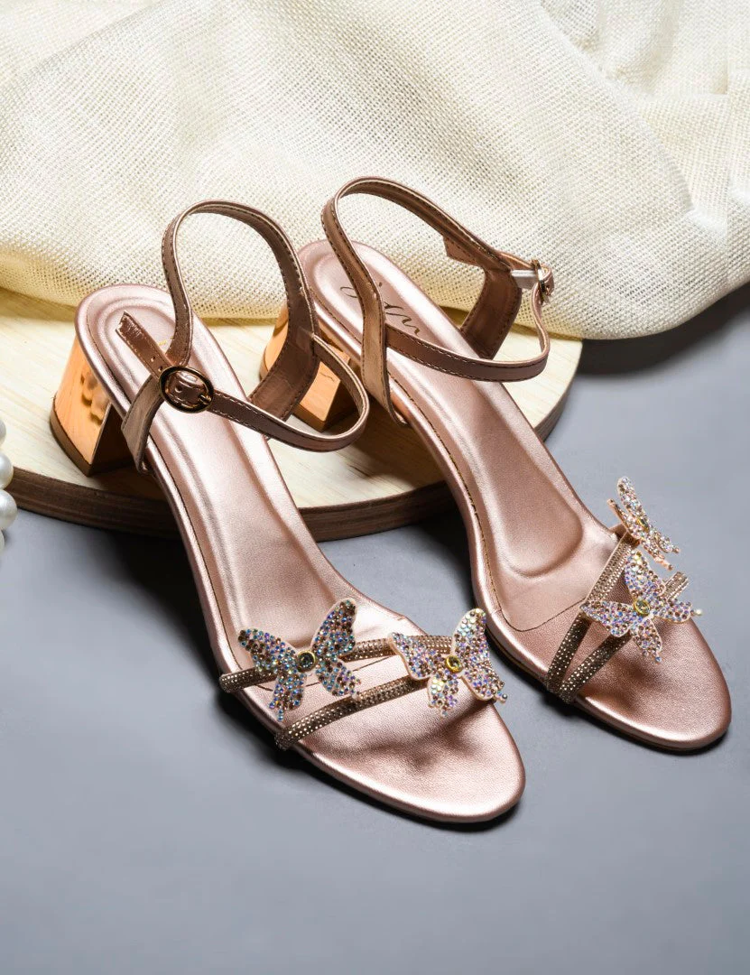 Butterfly Embellished Block Heel Sandals - Image 17