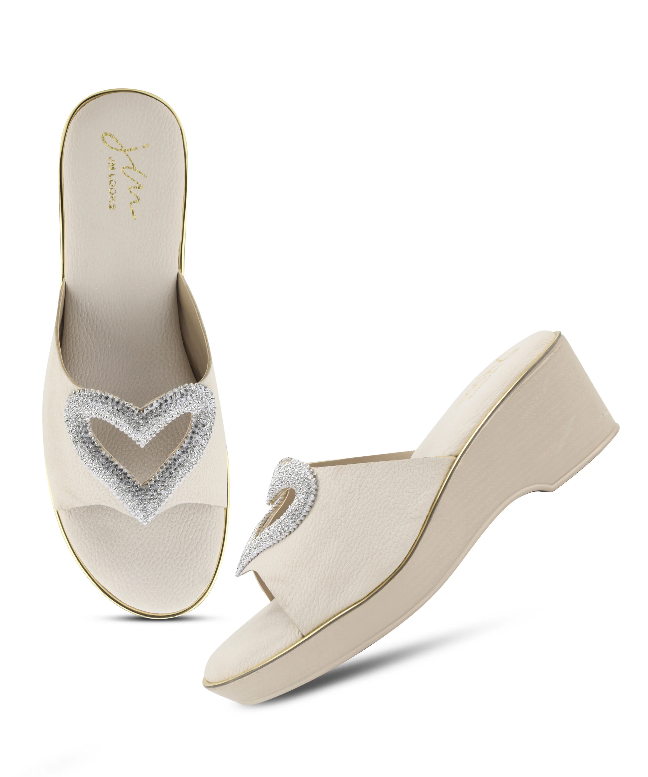 Casual Flat Sliders with Decorative Heart Strap - Image 11