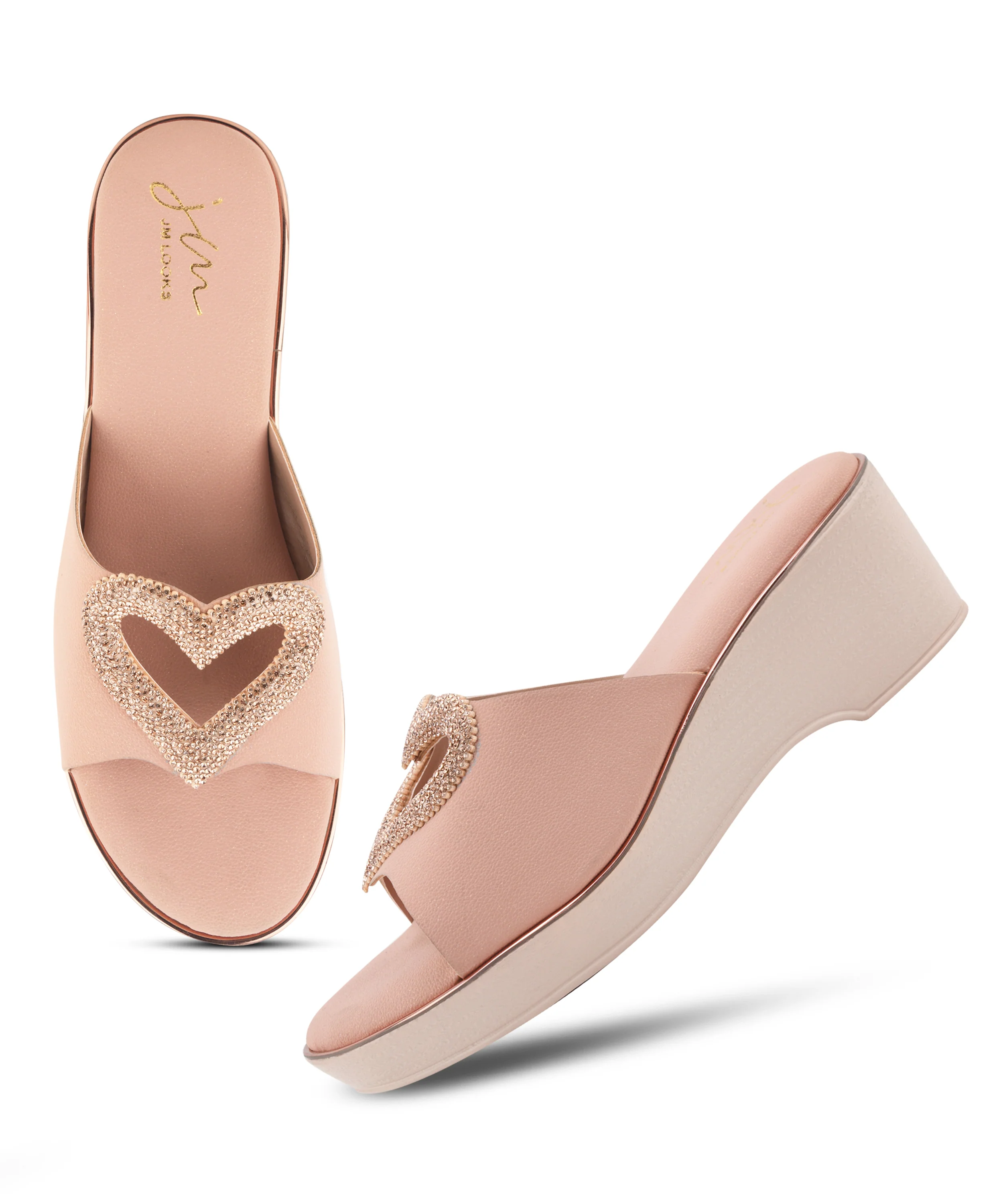 Casual Flat Sliders with Decorative Heart Strap - Image 17