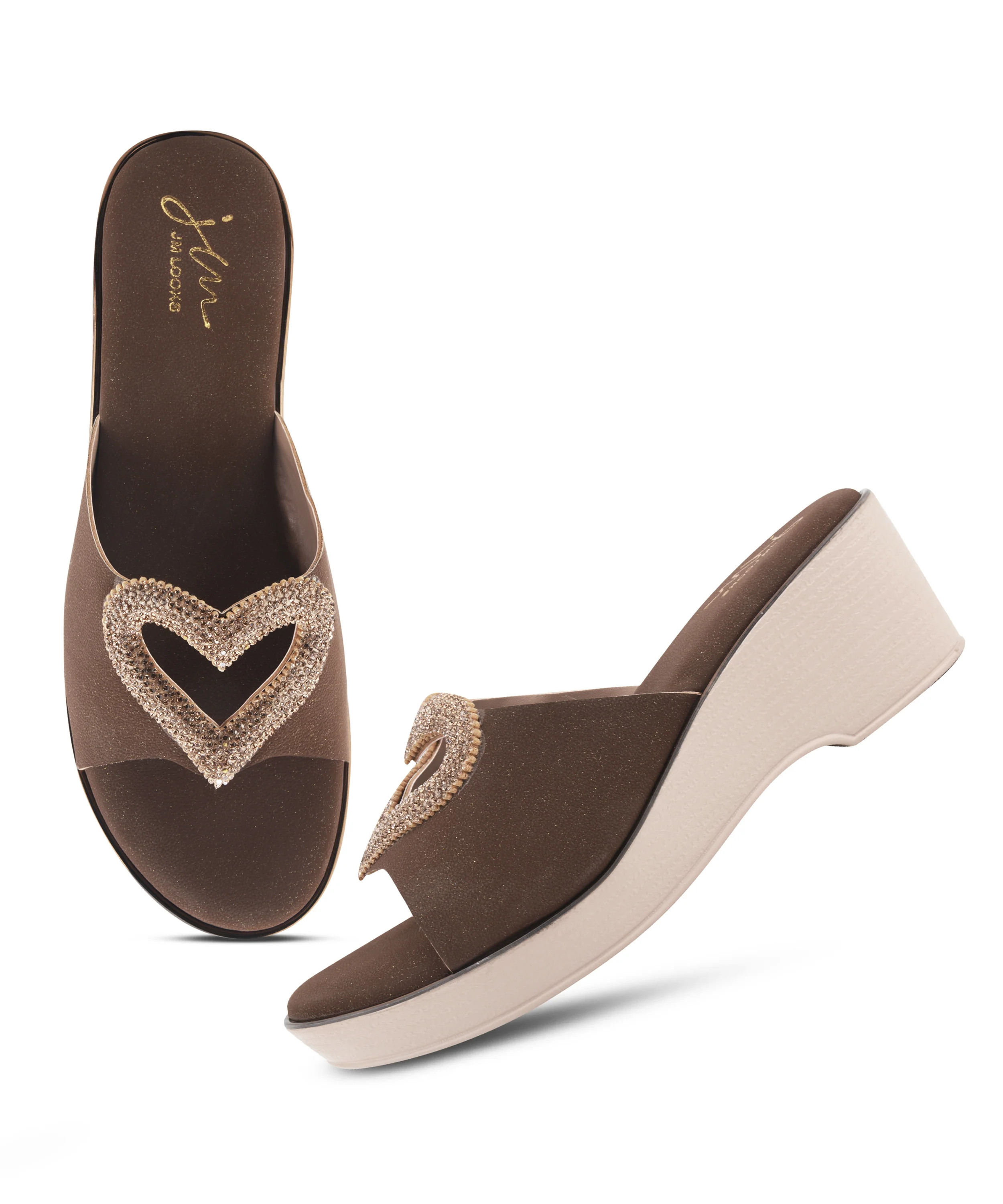 Casual Flat Sliders with Decorative Heart Strap - Image 5