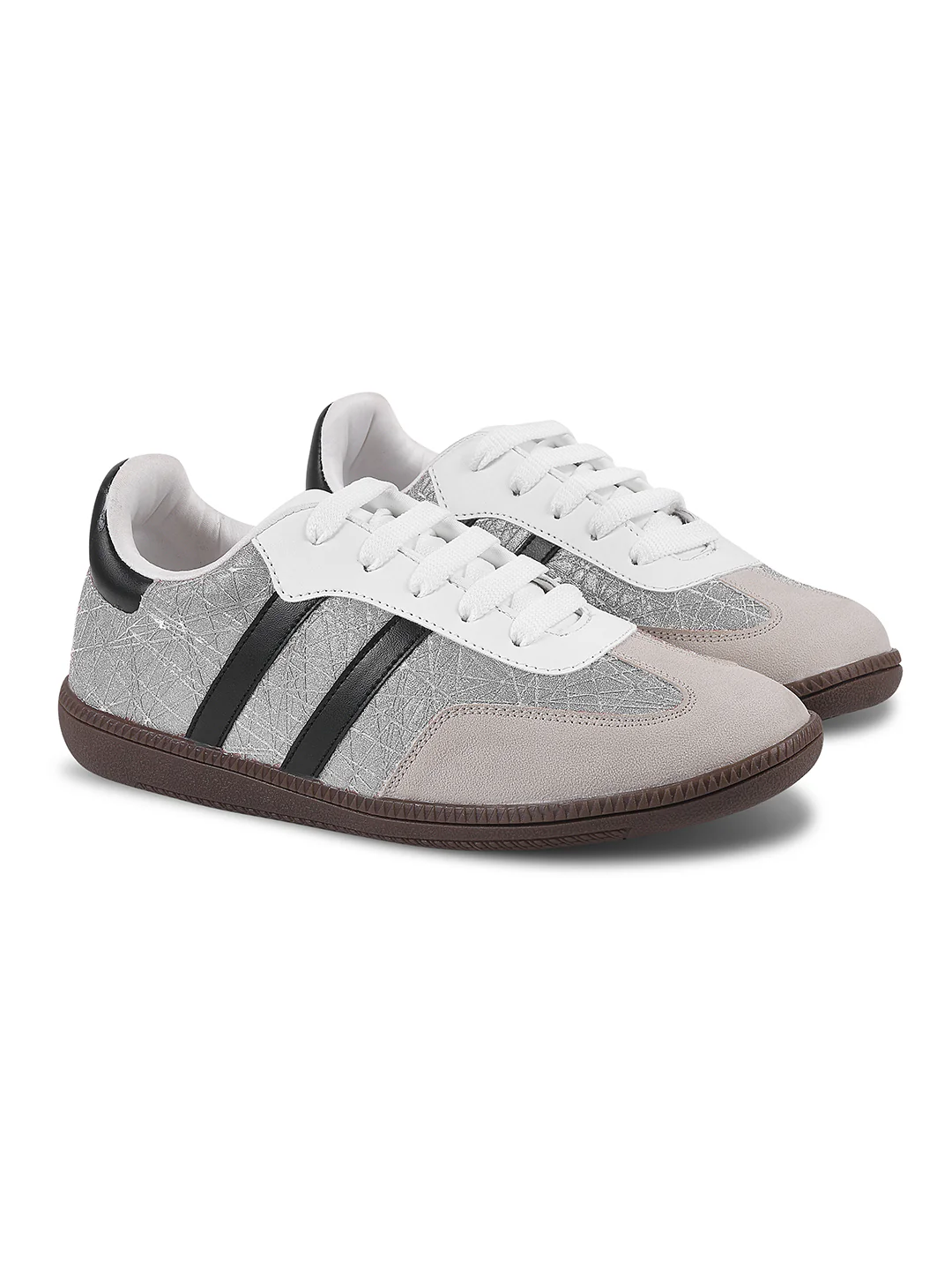 JM Looks Casual Lace-Up Sneakers with Contrasting Stripes - Image 11