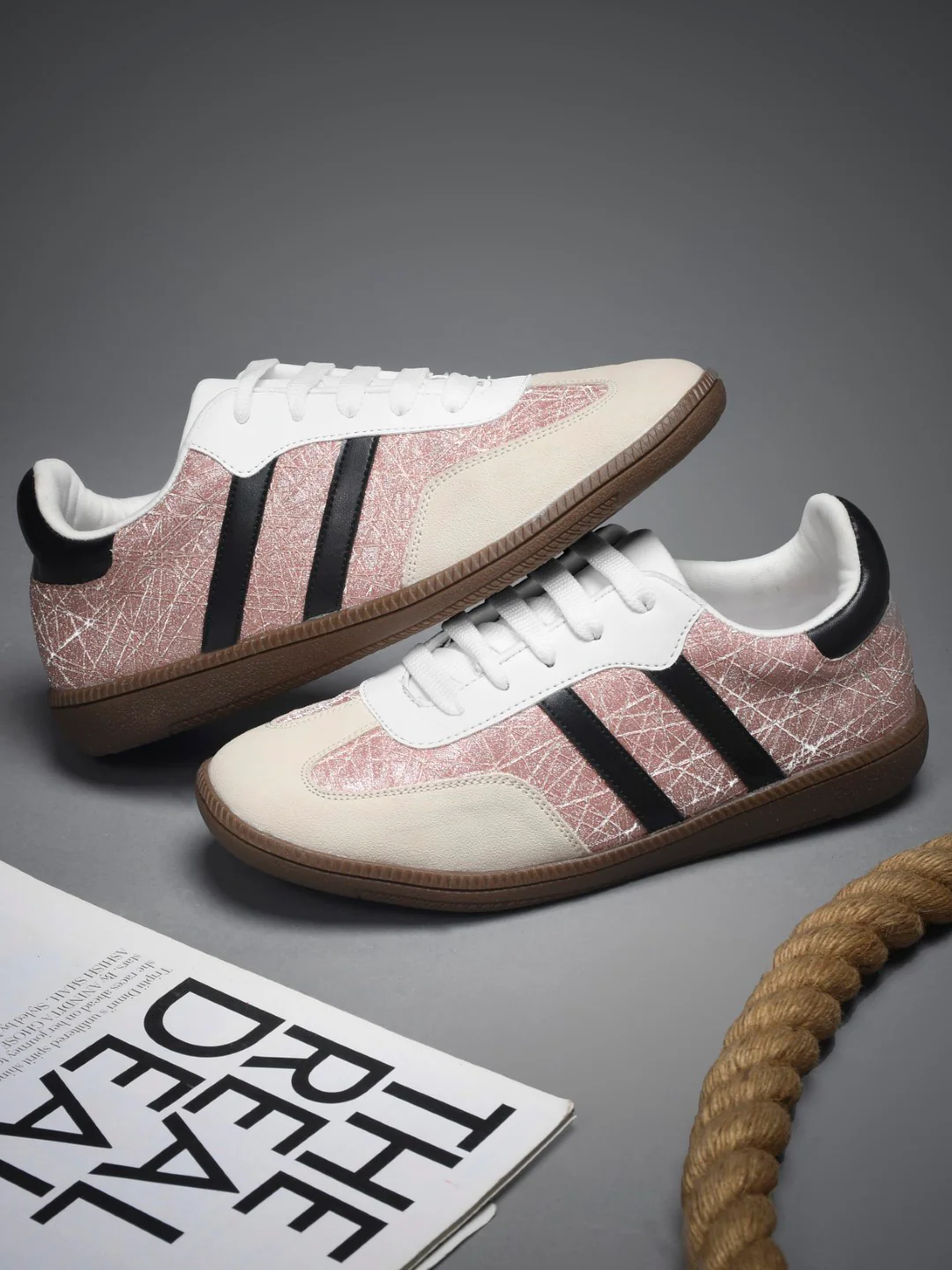 JM Looks Casual Lace-Up Sneakers with Contrasting Stripes - Image 14