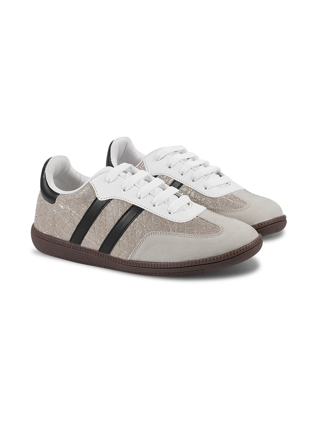JM Looks Casual Lace-Up Sneakers with Contrasting Stripes - Image 5