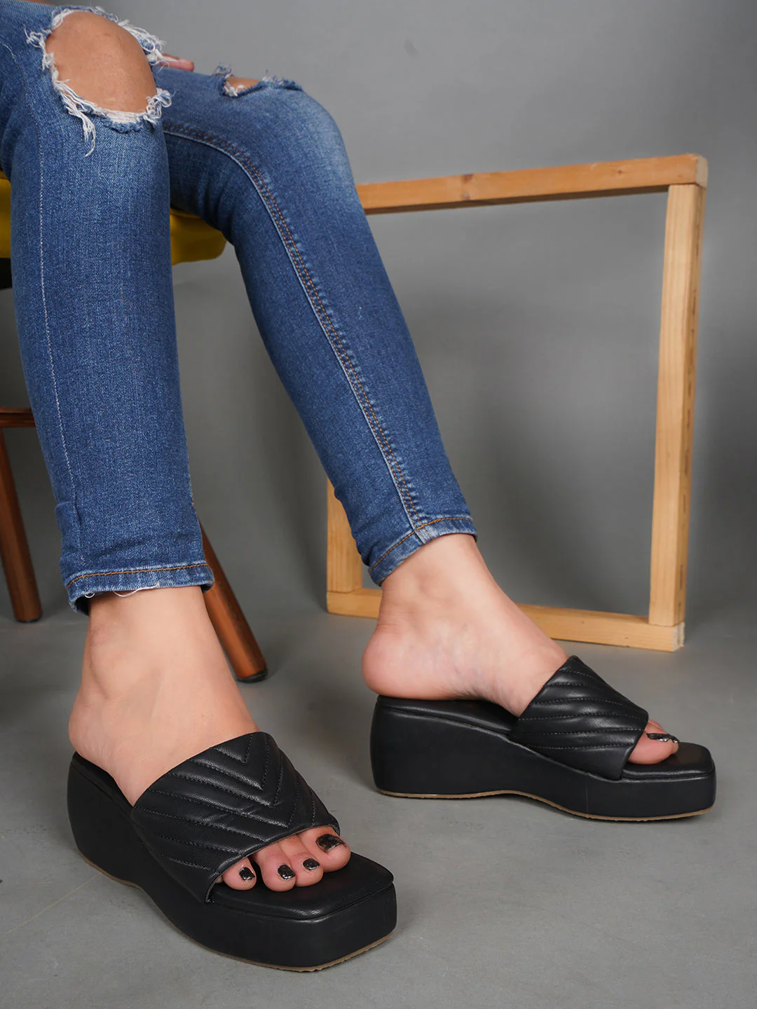 Chevron Pattern Slip-On Wedges - Image 9