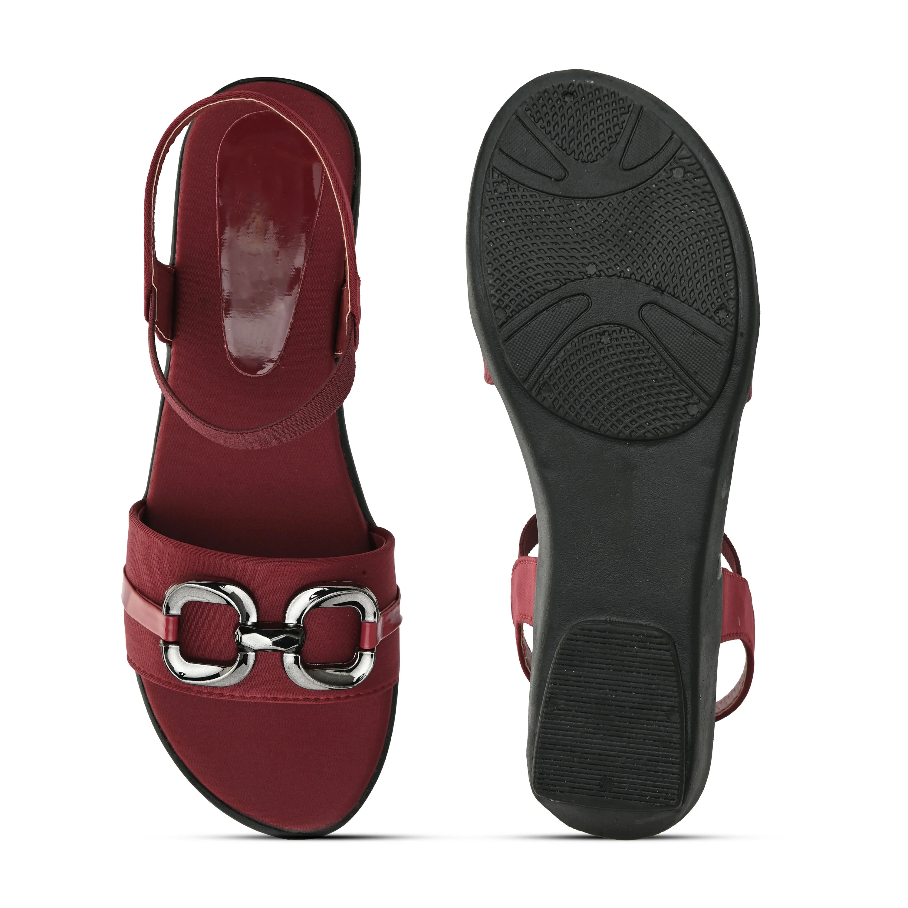 Jm Looks Stylish Buckle Detail Wedge Sandals for Women & Girls - Image 11